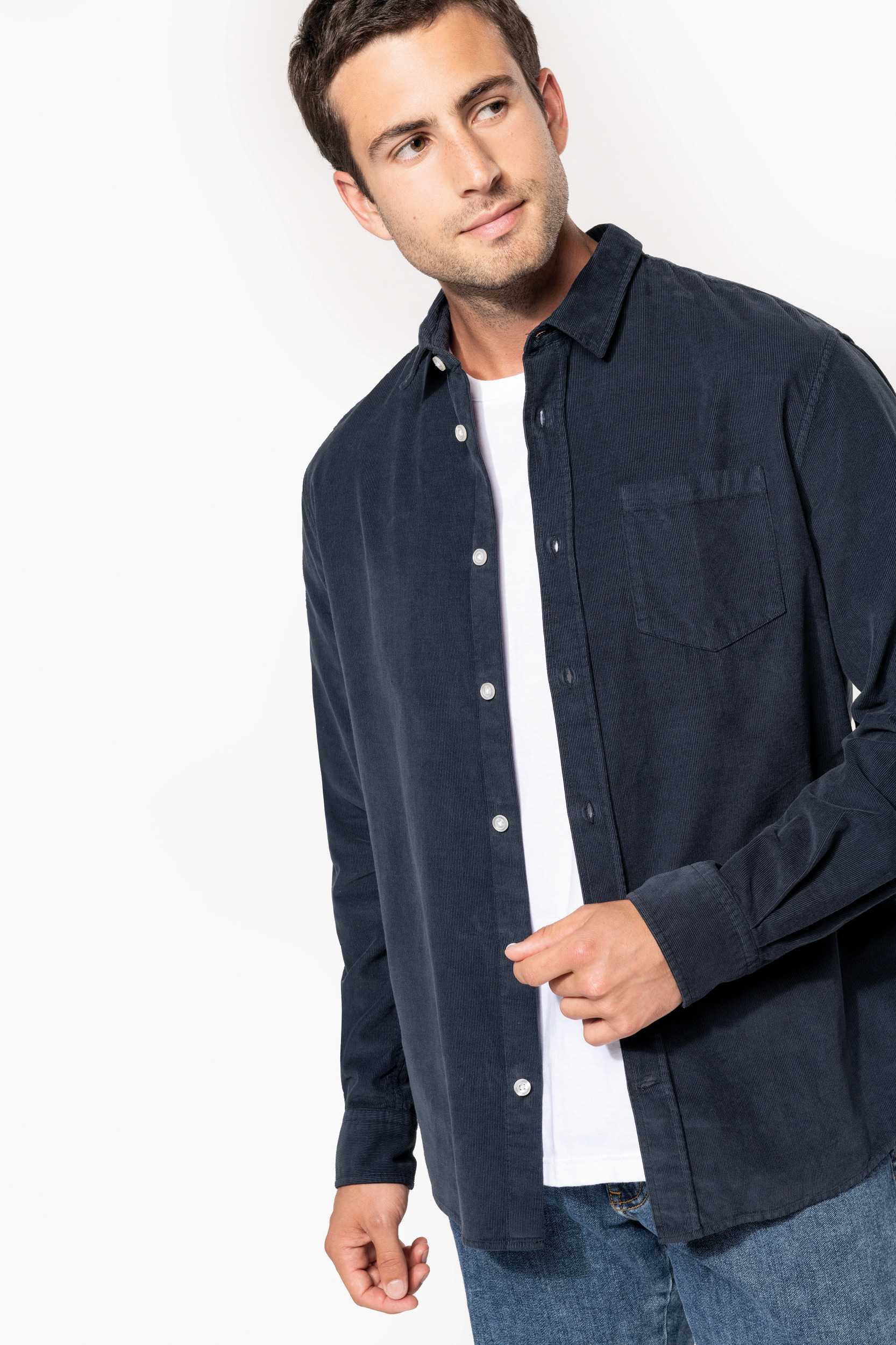 Kariban Camisa de pana manga larga hombre