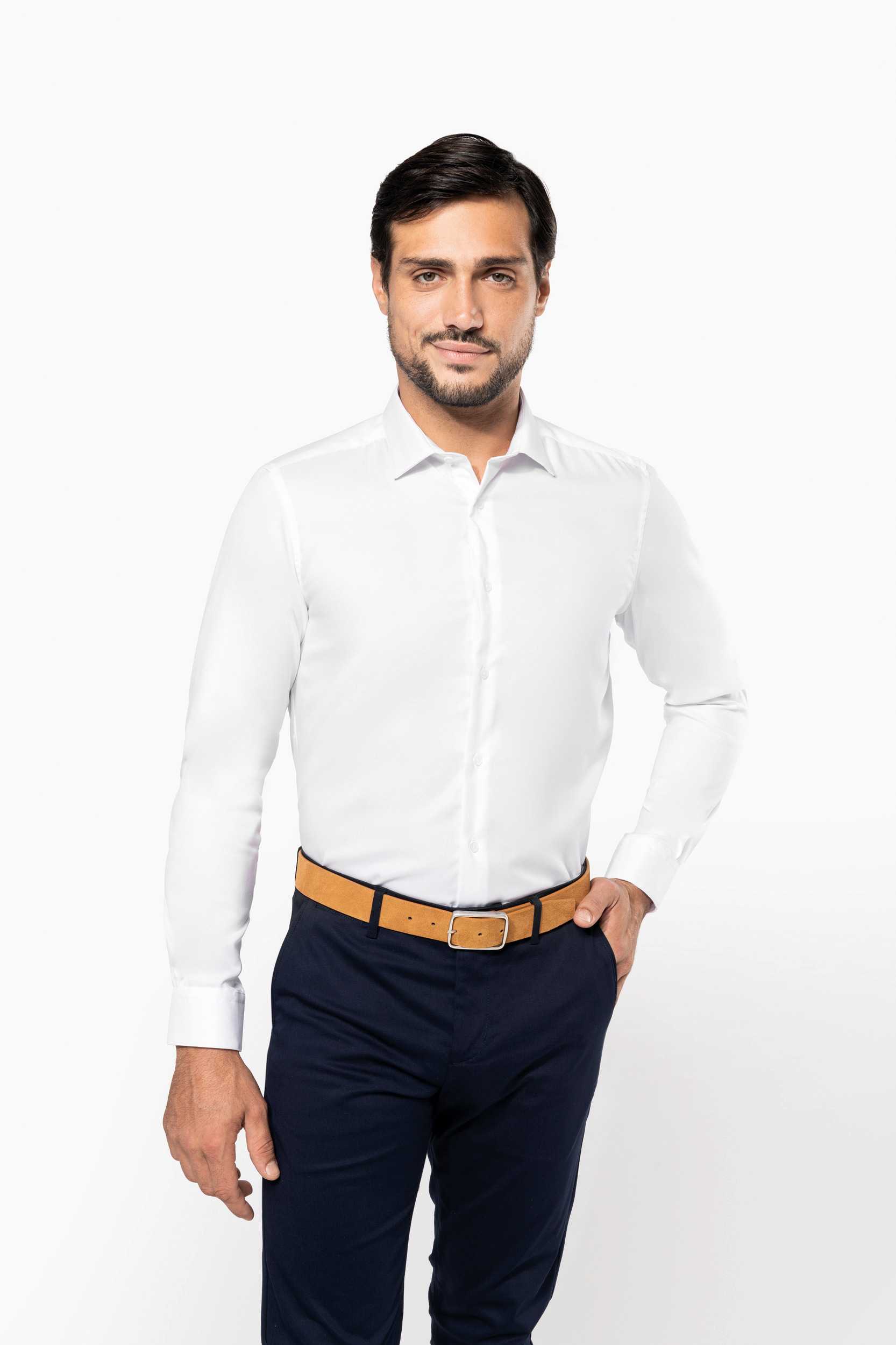  Kariban Premium Camisa Oxford Pinpoint manga larga hombre