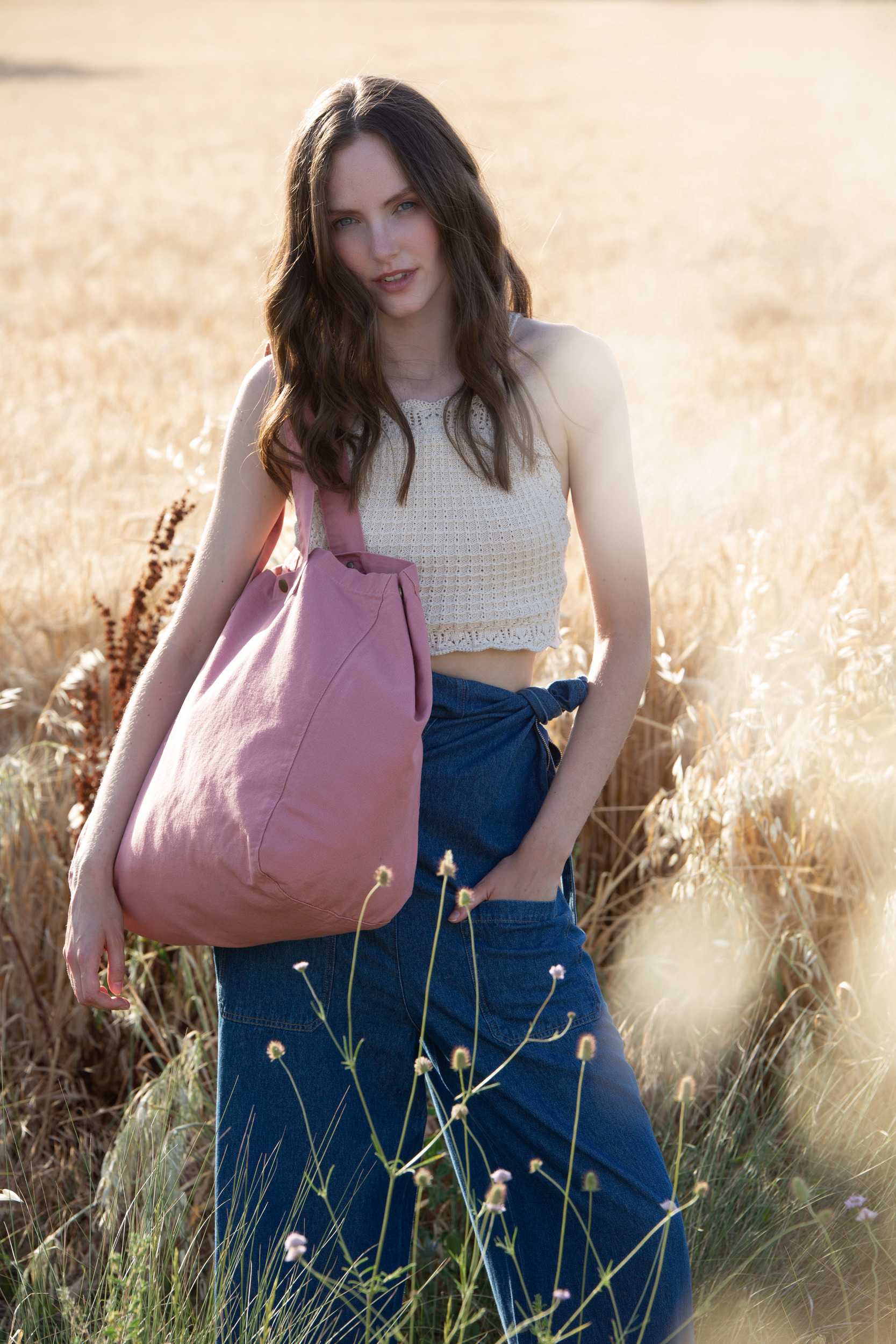 Ki-mood Bolsa shopper de algodón efecto lavado