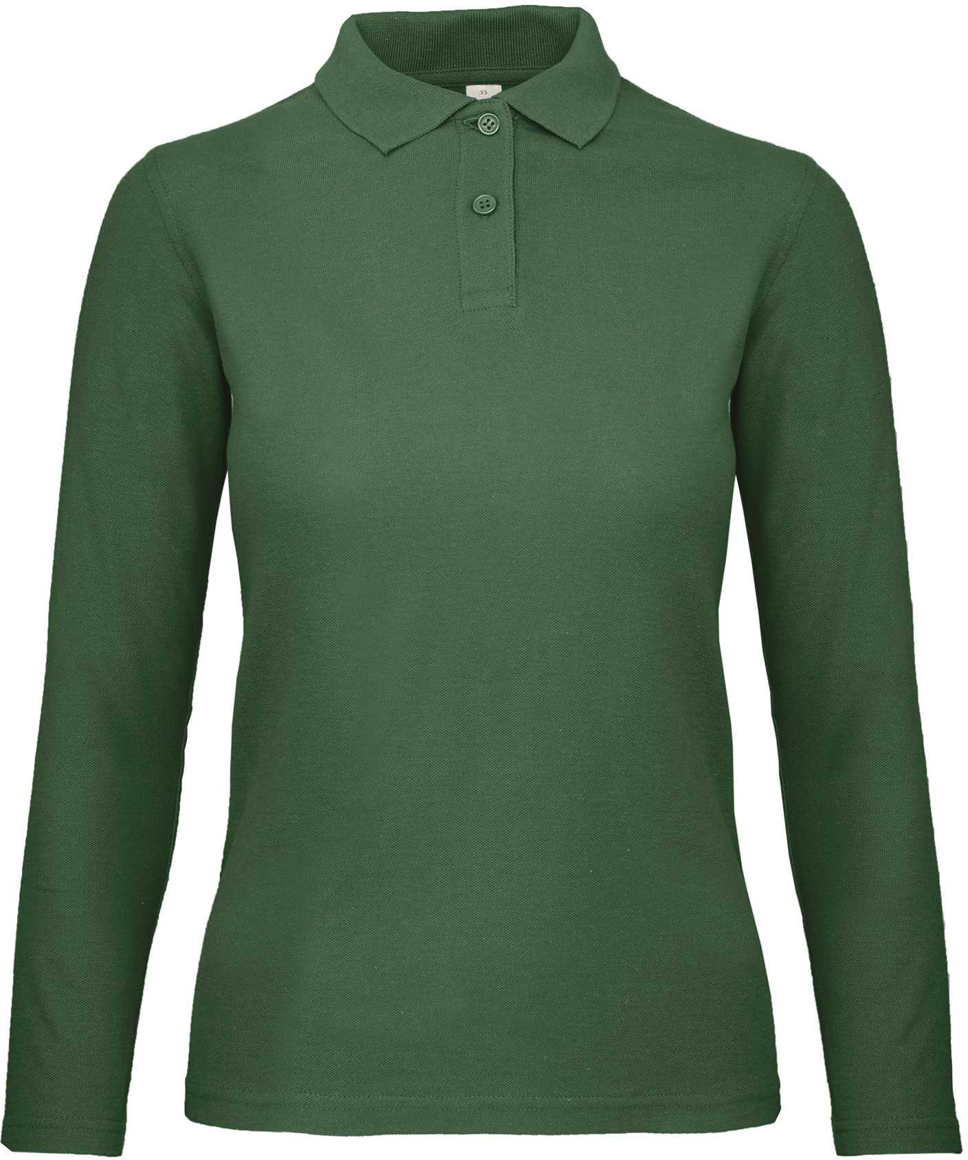ID.001 Polo manga larga mujer Bottle Green