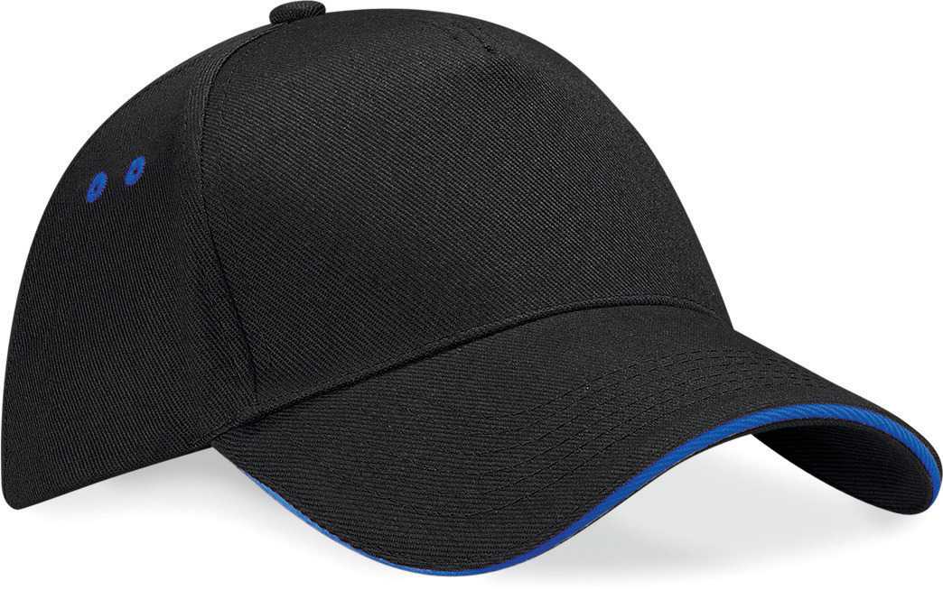 Gorra Ultimate - 5 paneles con sándwich contrastado Black / Bright Royal