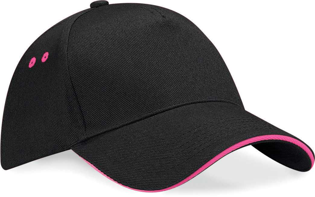 Gorra Ultimate - 5 paneles con sándwich contrastado Black / Fuchsia