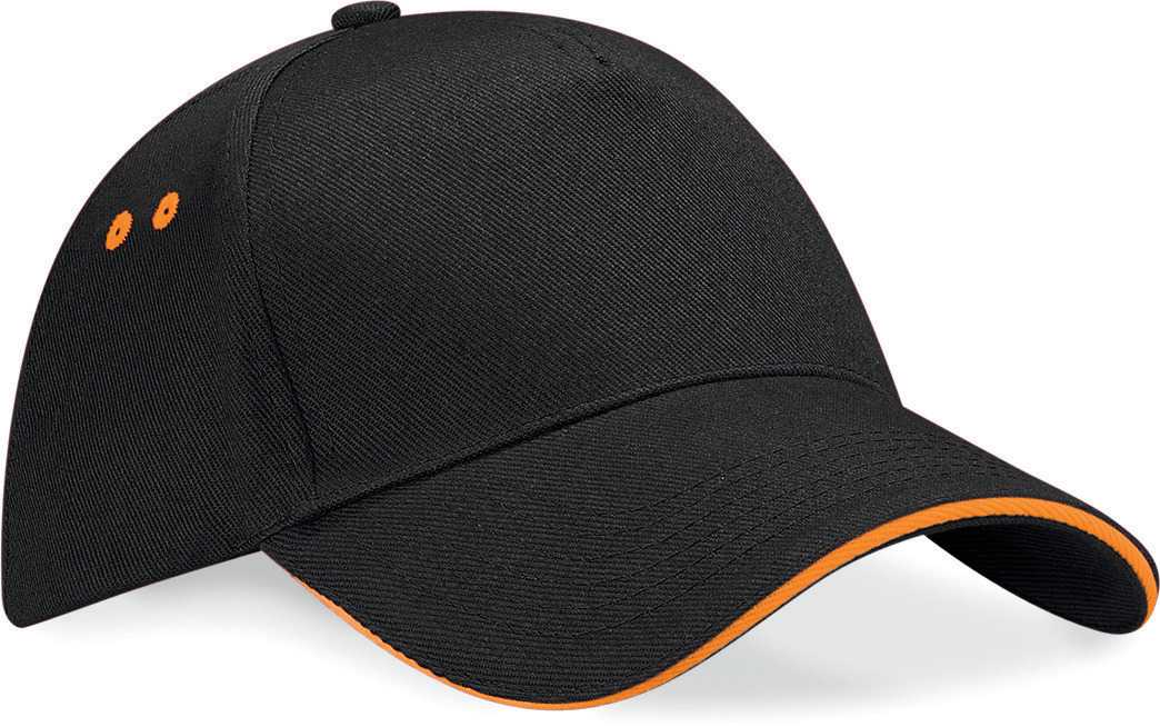 Gorra Ultimate - 5 paneles con sándwich contrastado Black / Orange