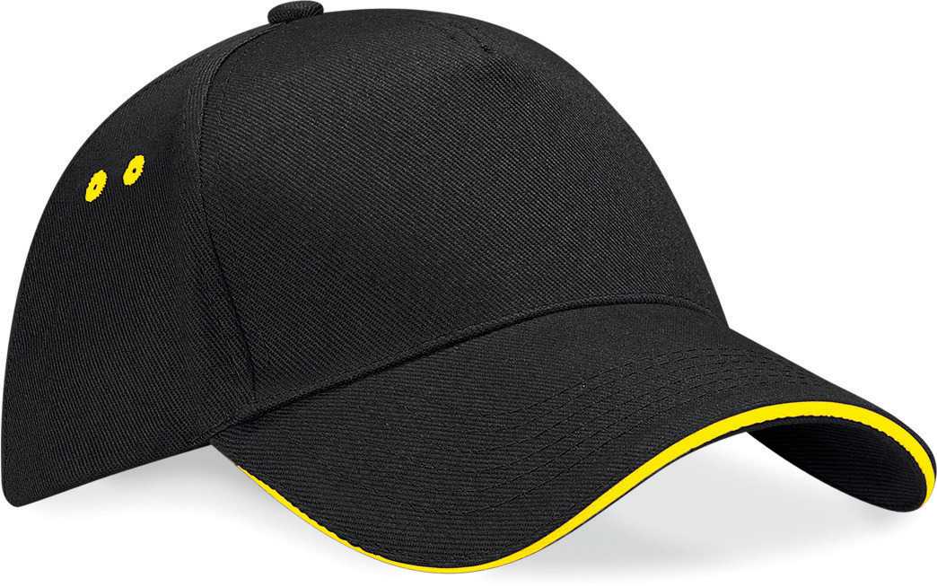 Gorra Ultimate - 5 paneles con sándwich contrastado Black / Yellow