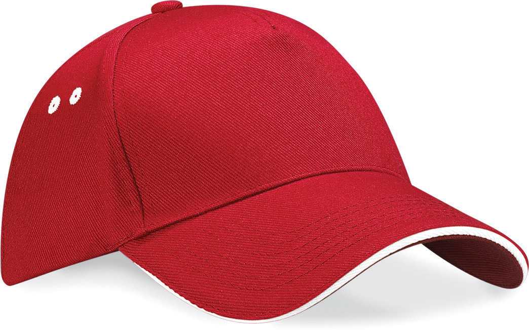 Gorra Ultimate - 5 paneles con sándwich contrastado Classic Red / White