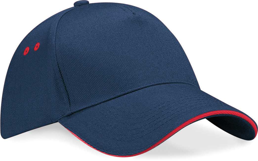 Gorra Ultimate - 5 paneles con sándwich contrastado French Navy / Classic Red