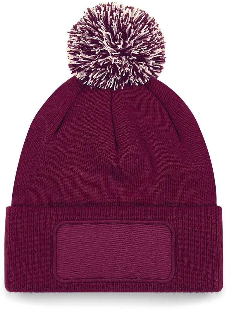 Gorro parche Snowstar® con pompón <br/> Burgundy / Off White