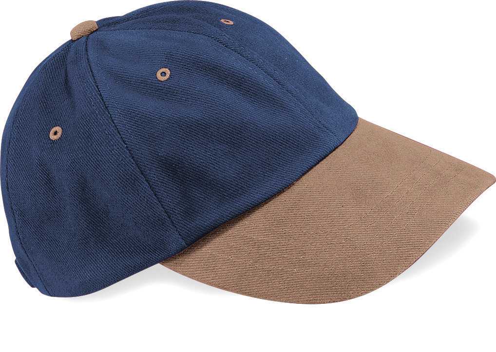 Gorra de perfil bajo de algodón grueso peinado - 6 paneles French Navy / Taupe