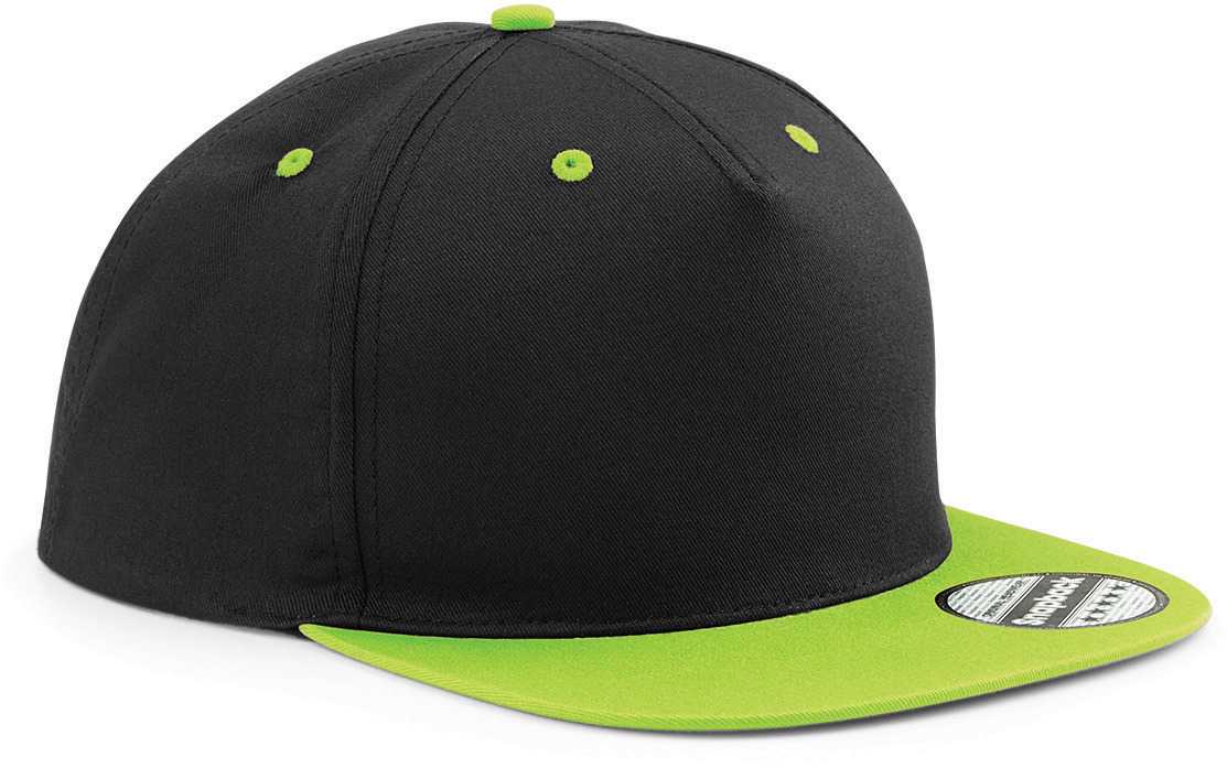 Gorra Snapback contrastada - 5 PANELES Black / Lime Green