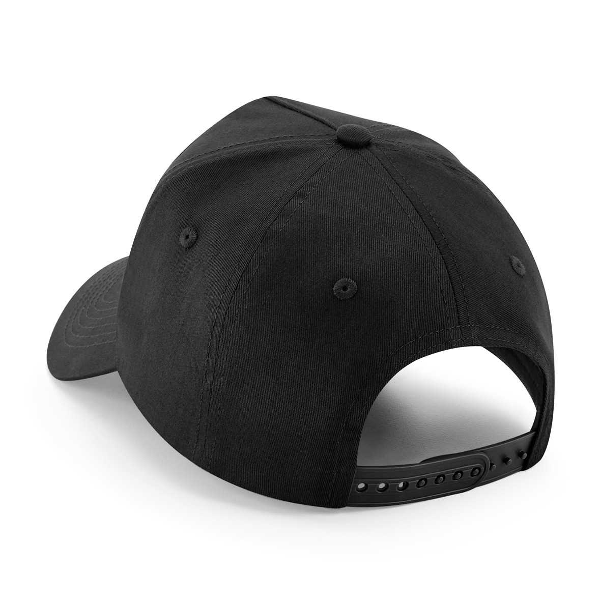 Gorra de 5 paneles con parche extraíble Black