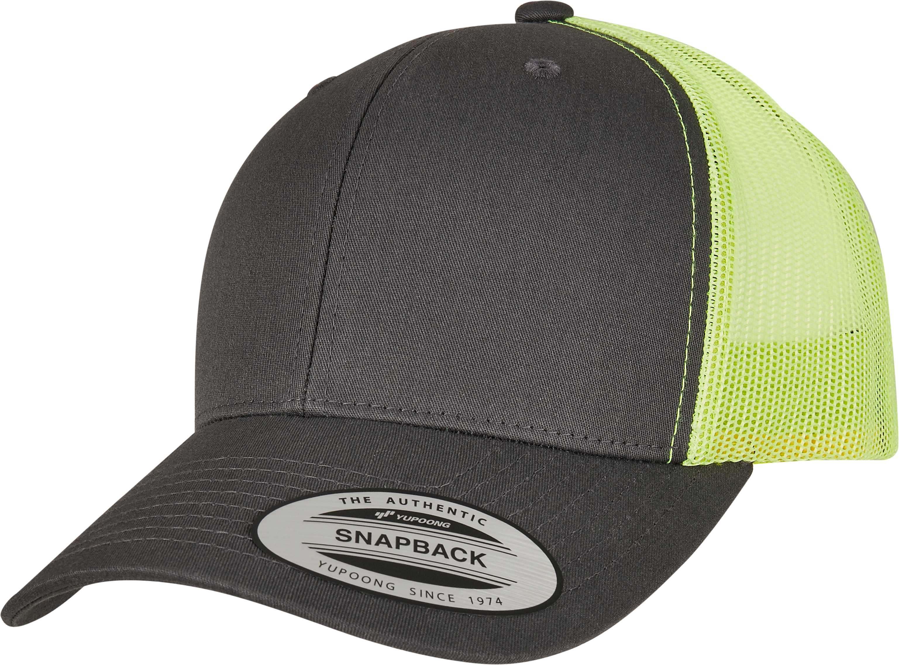 Gorra trucker retro bicolor<br/> Charcoal / Neon Green