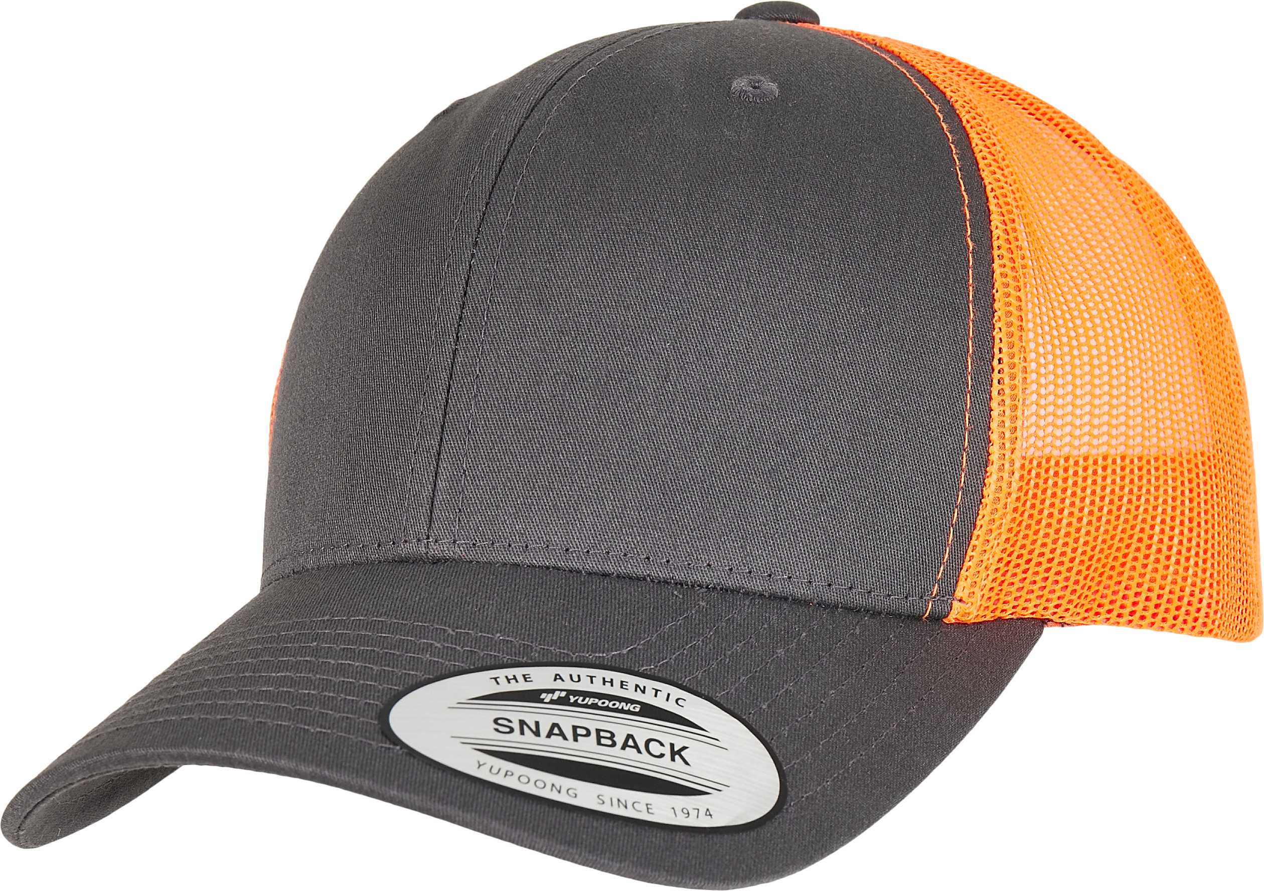 Gorra trucker retro bicolor<br/> Charcoal / Neon Orange