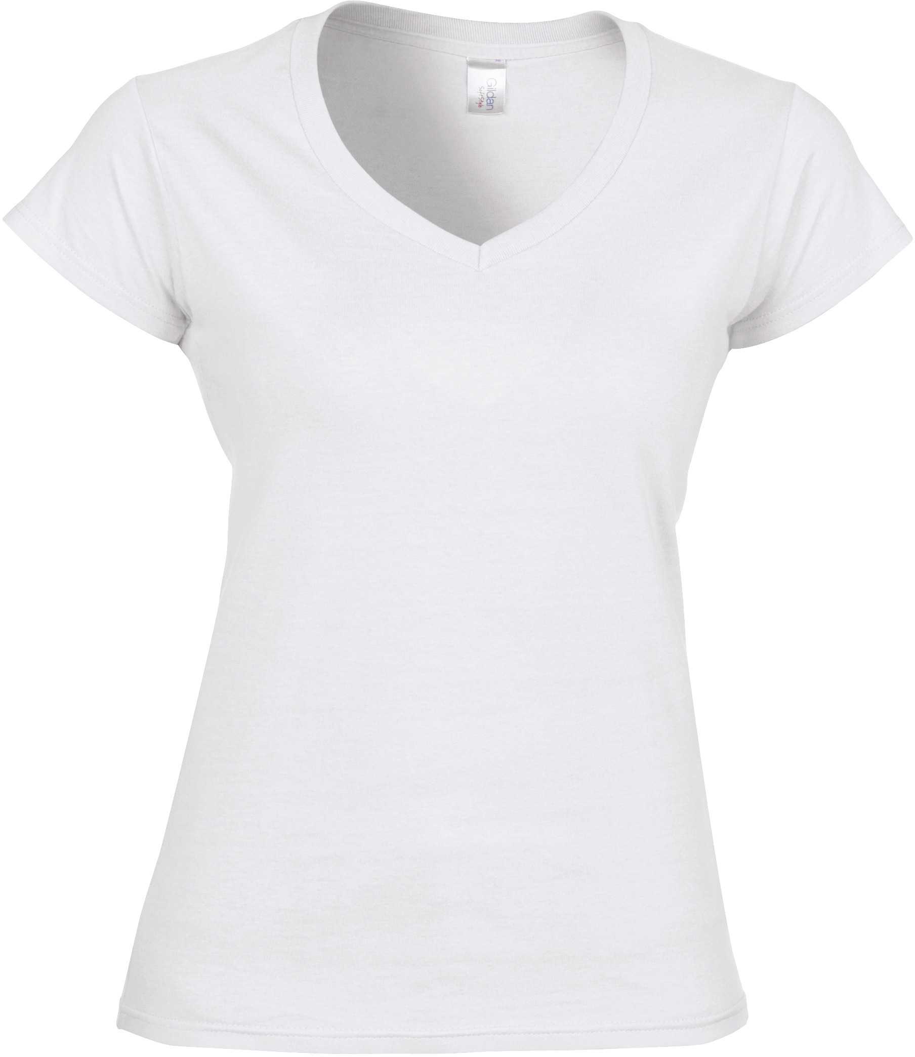 Camiseta Softstyle cuello de pico mujer White