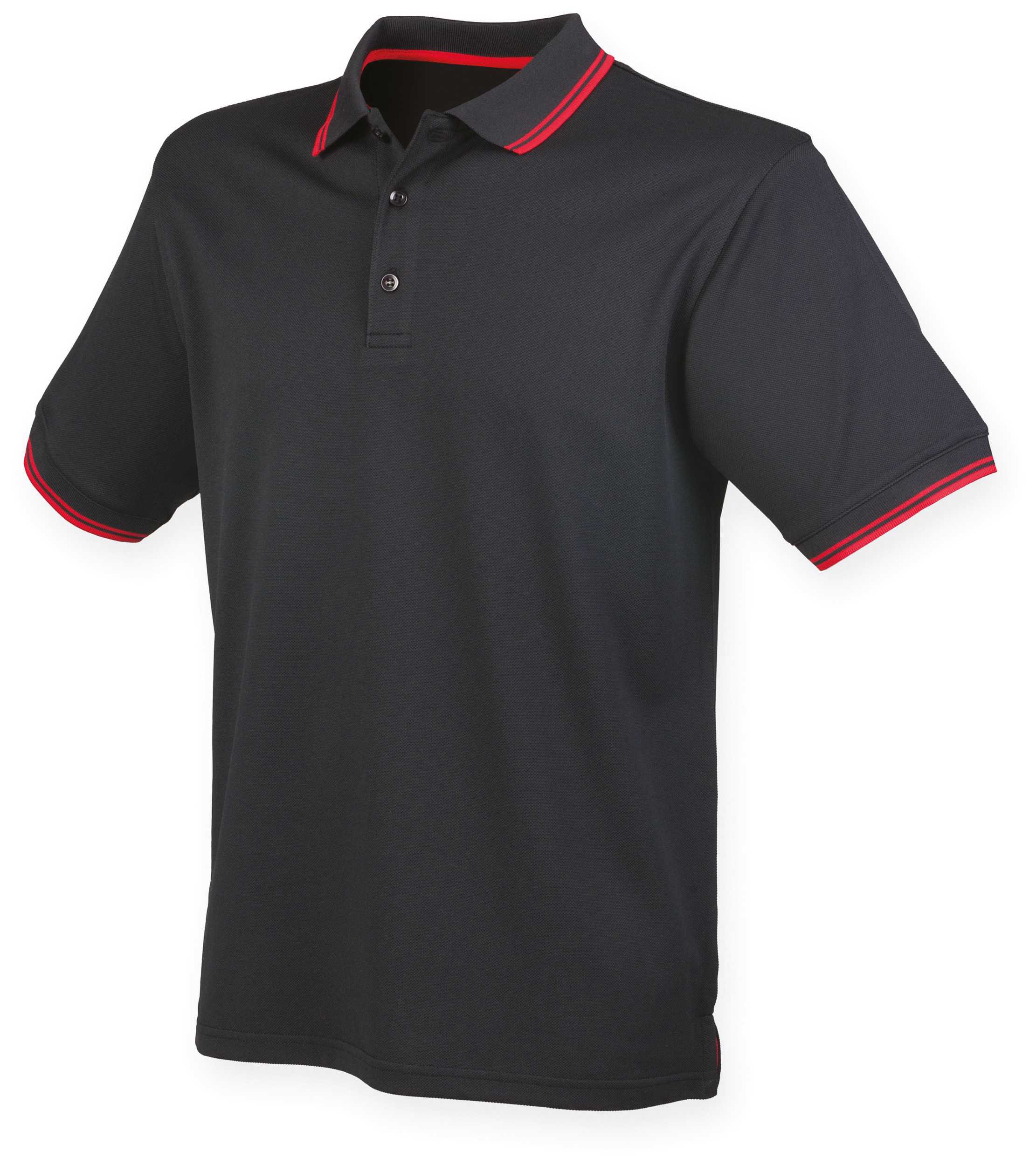 Polo Cool Plus® con ribete Black / Red