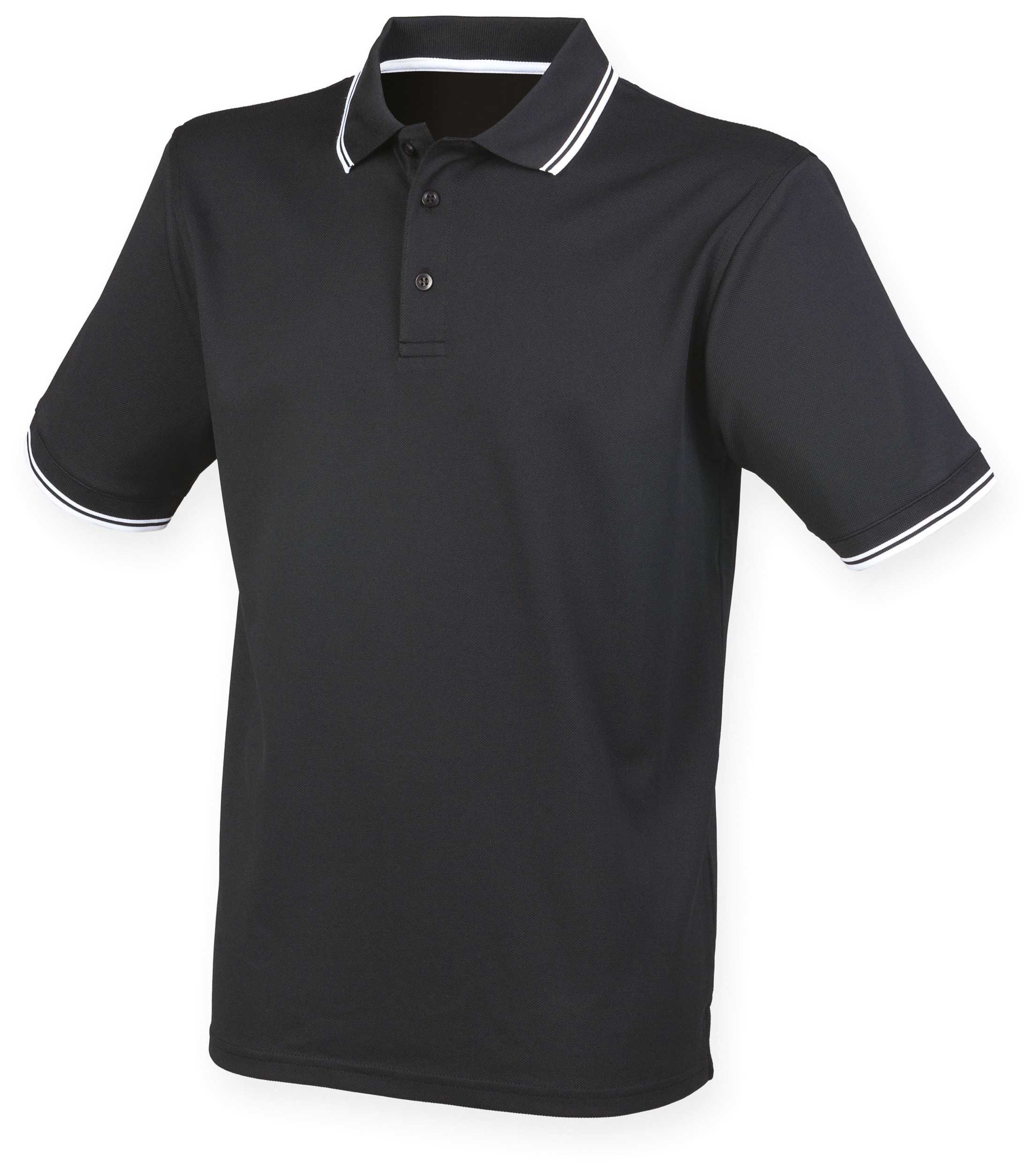 Polo Cool Plus® con ribete Black / White