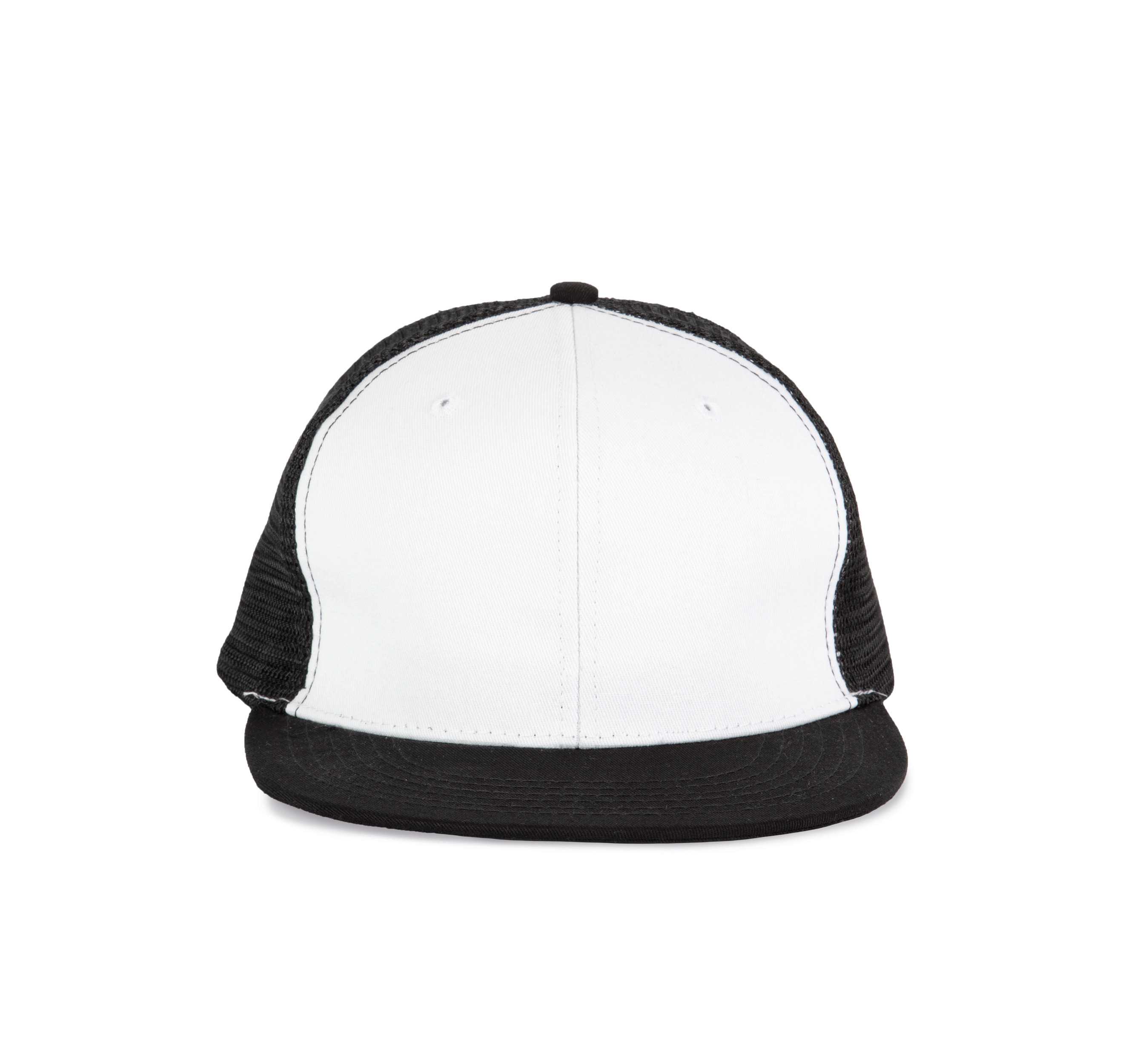 Gorra trucker - 6 paneles visera plana White / Black