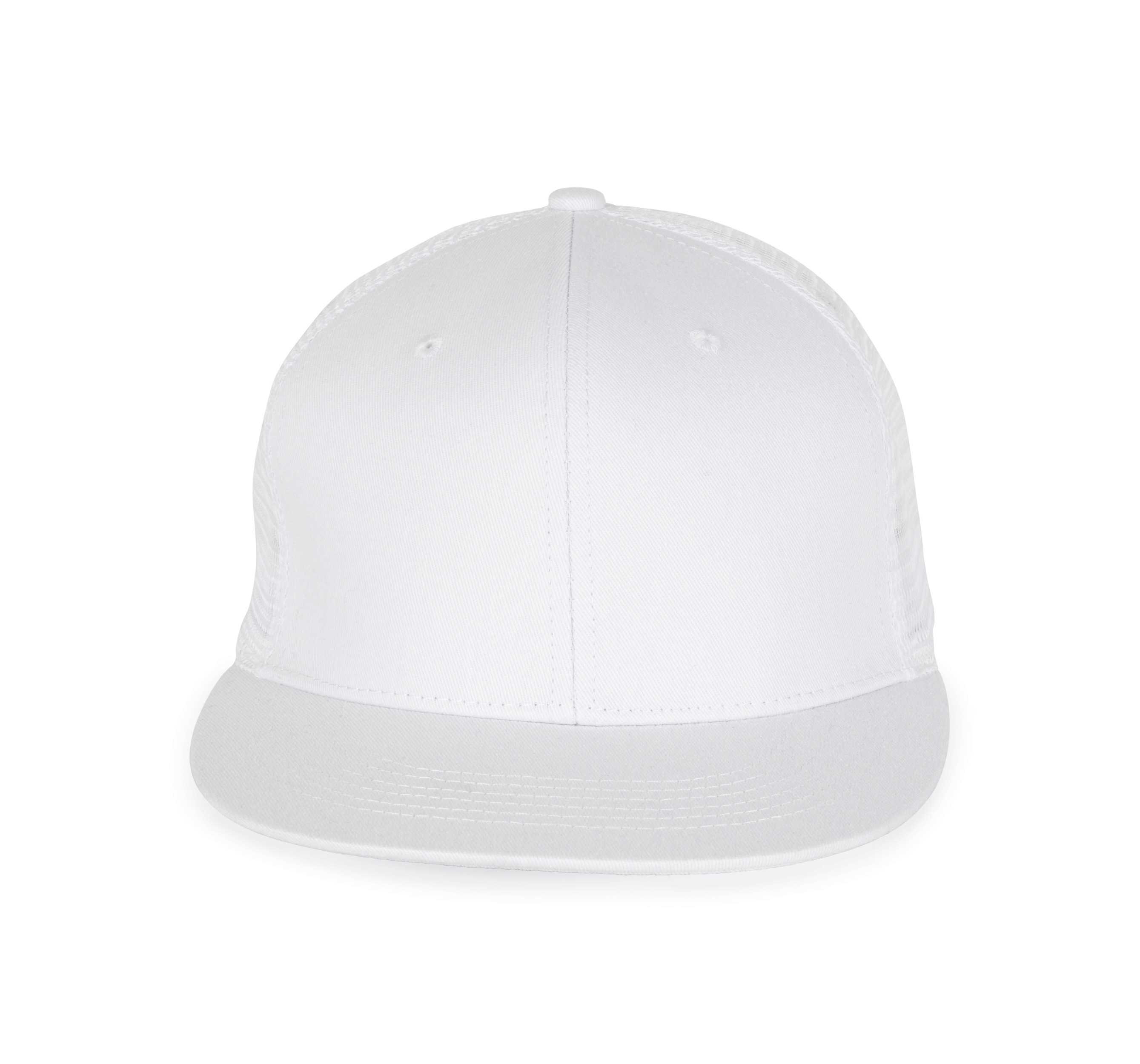 Gorra trucker - 6 paneles visera plana White