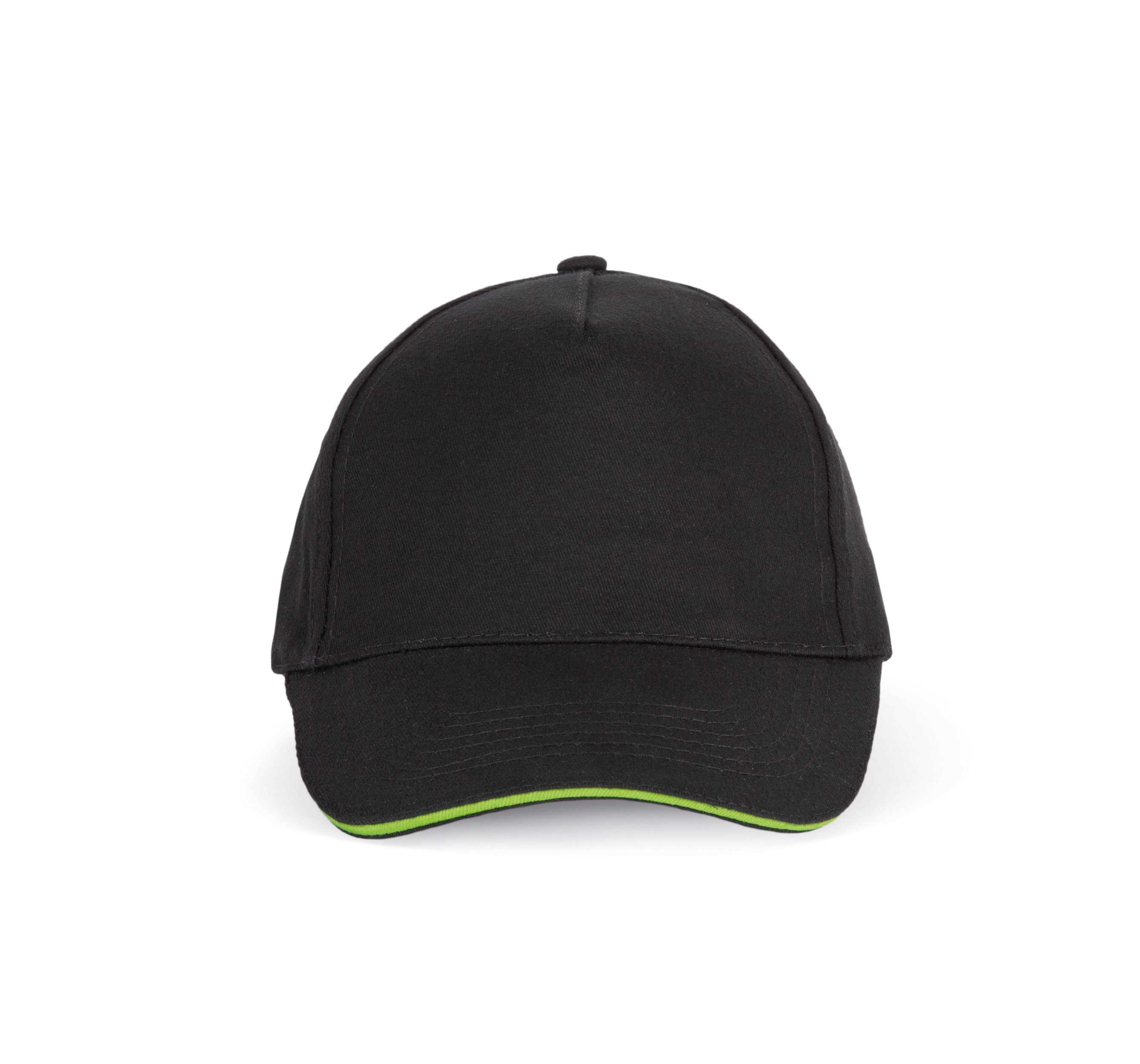 Gorra con sandwich contrastado 5 paneles Black / Lime