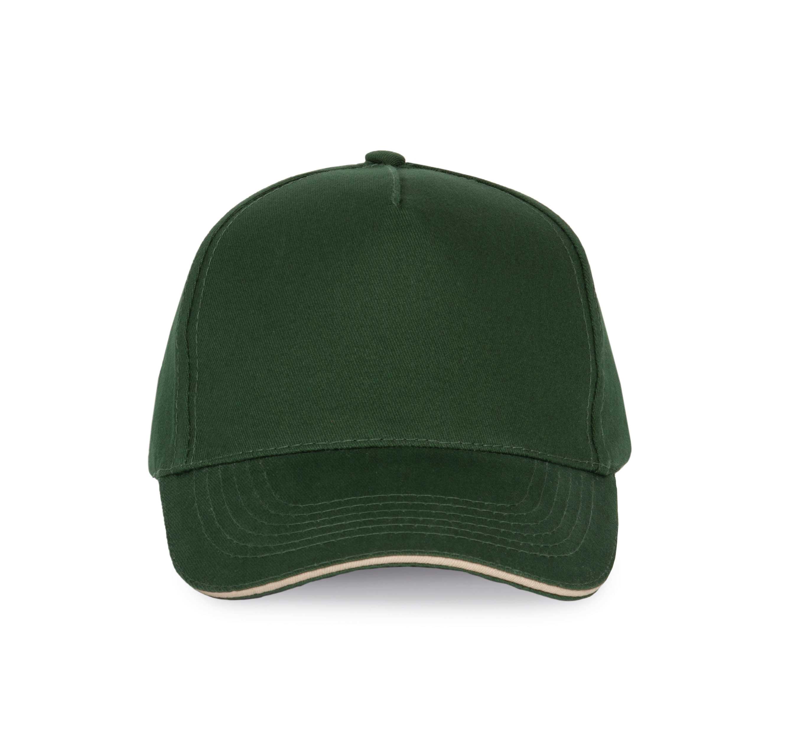 Gorra con sandwich contrastado 5 paneles Forest Green / Beige