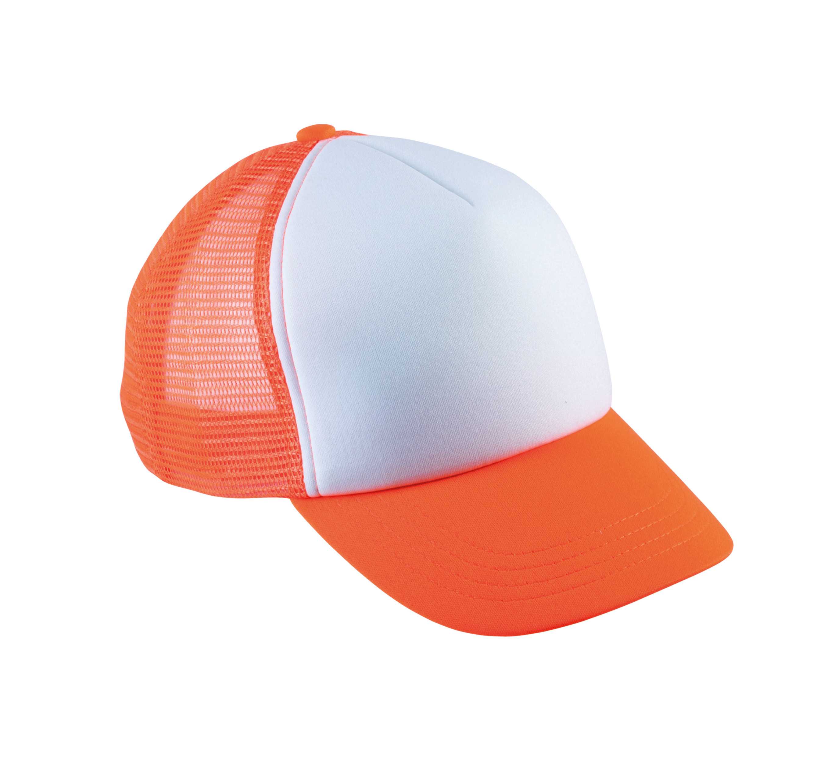 Gorra trucker para niños - 5 paneles White / Fluorescent Orange