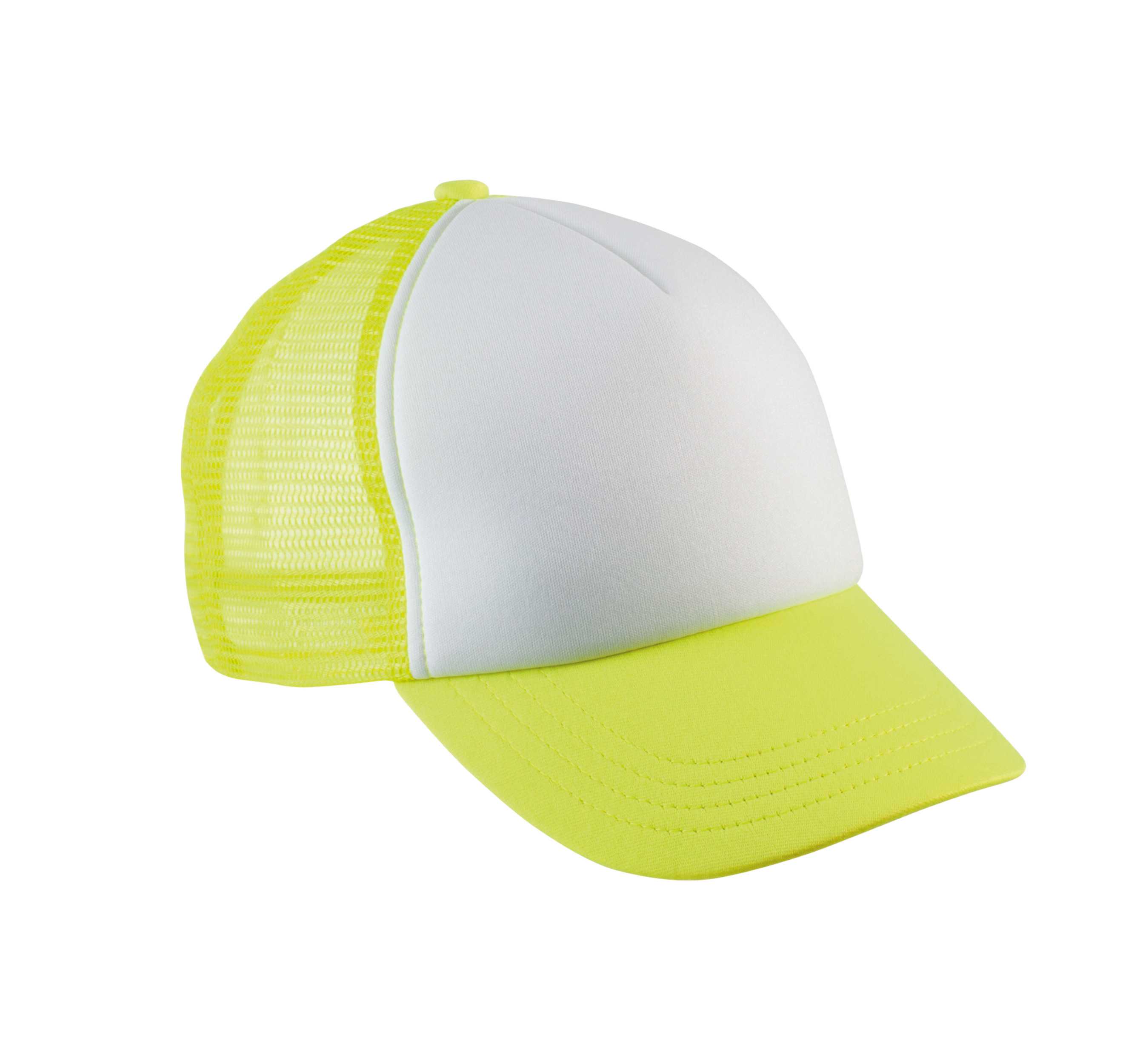 Gorra trucker para niños - 5 paneles White / Fluorescent Yellow
