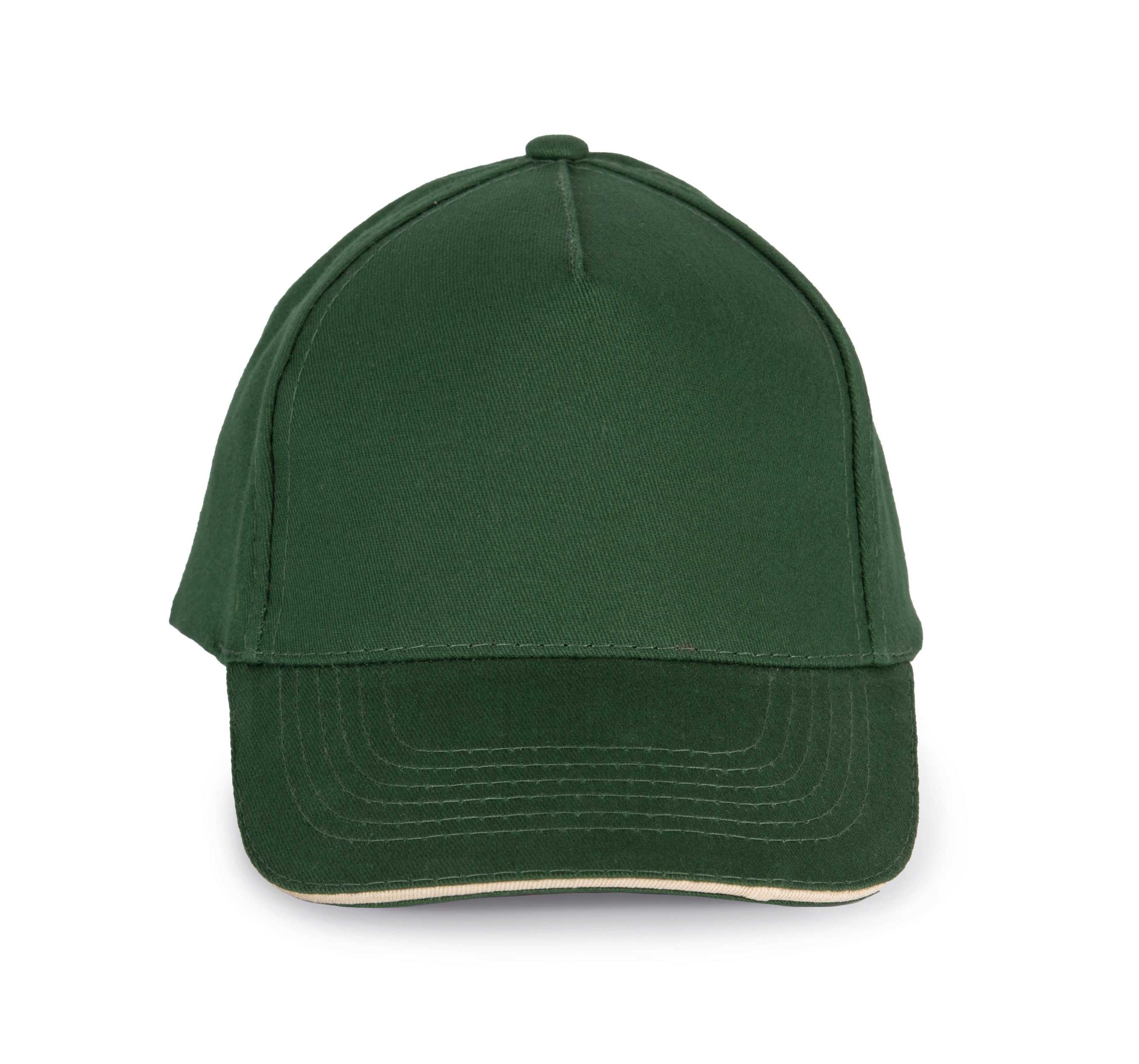 Gorra para niño con sándwich contrastado - 5 paneles Forest Green / Beige