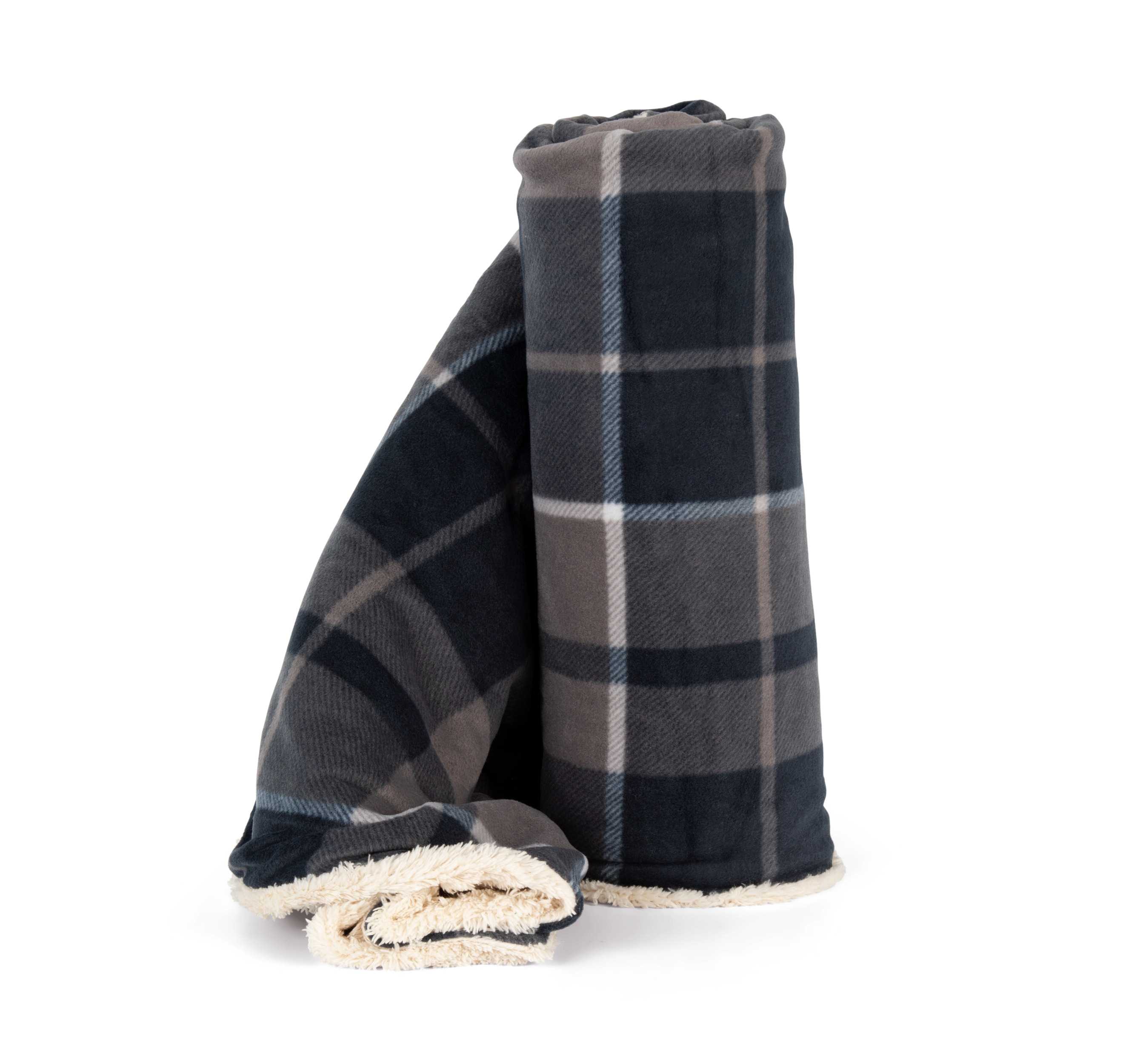 Manta de sherpa Storm Grey / Navy checked