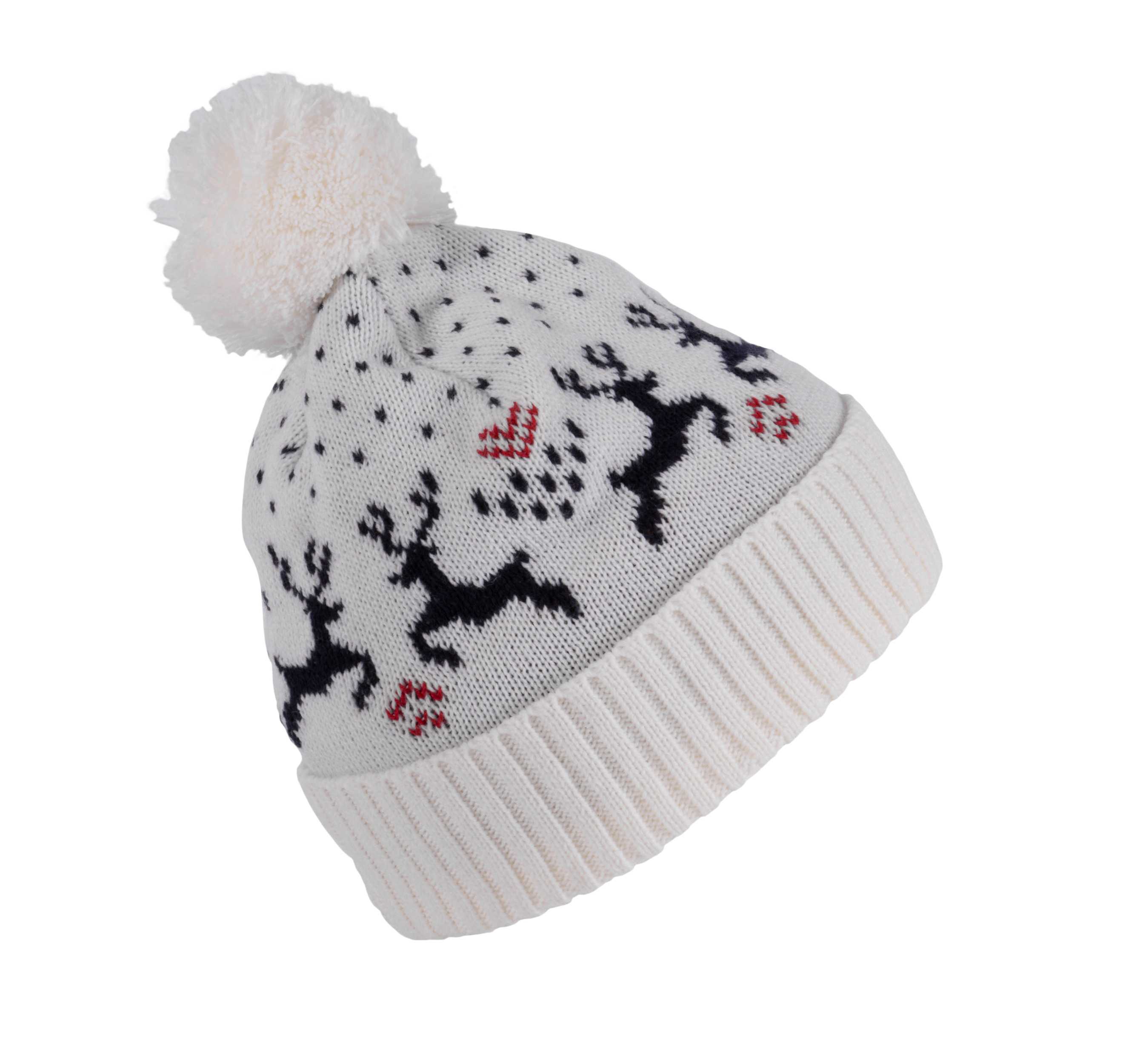 Gorro de Navidad con diseño de renos Natural / Night Navy