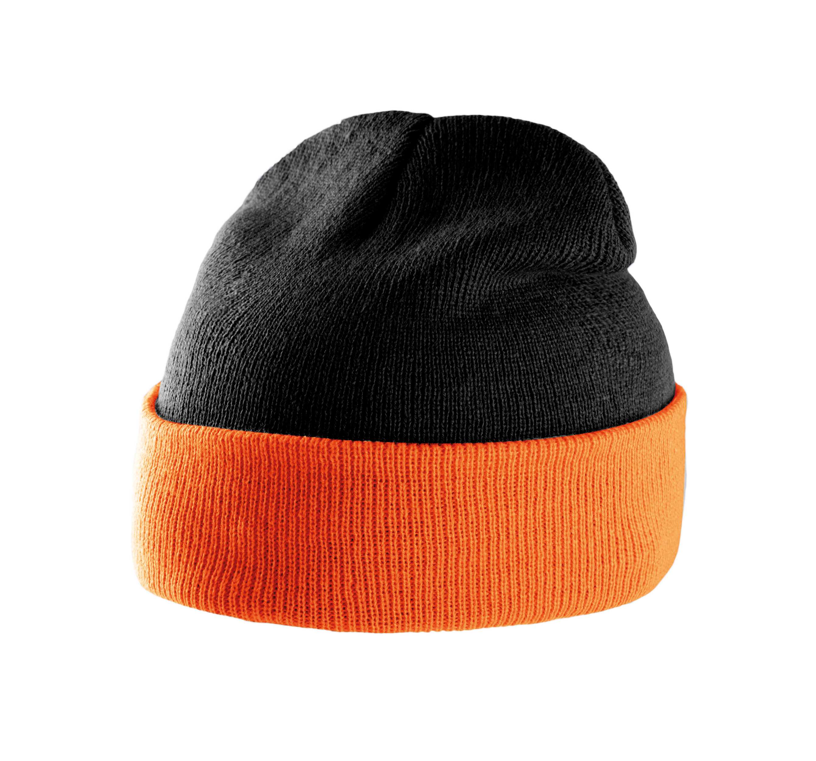 Gorro bicolor con dobladillo Black / Orange