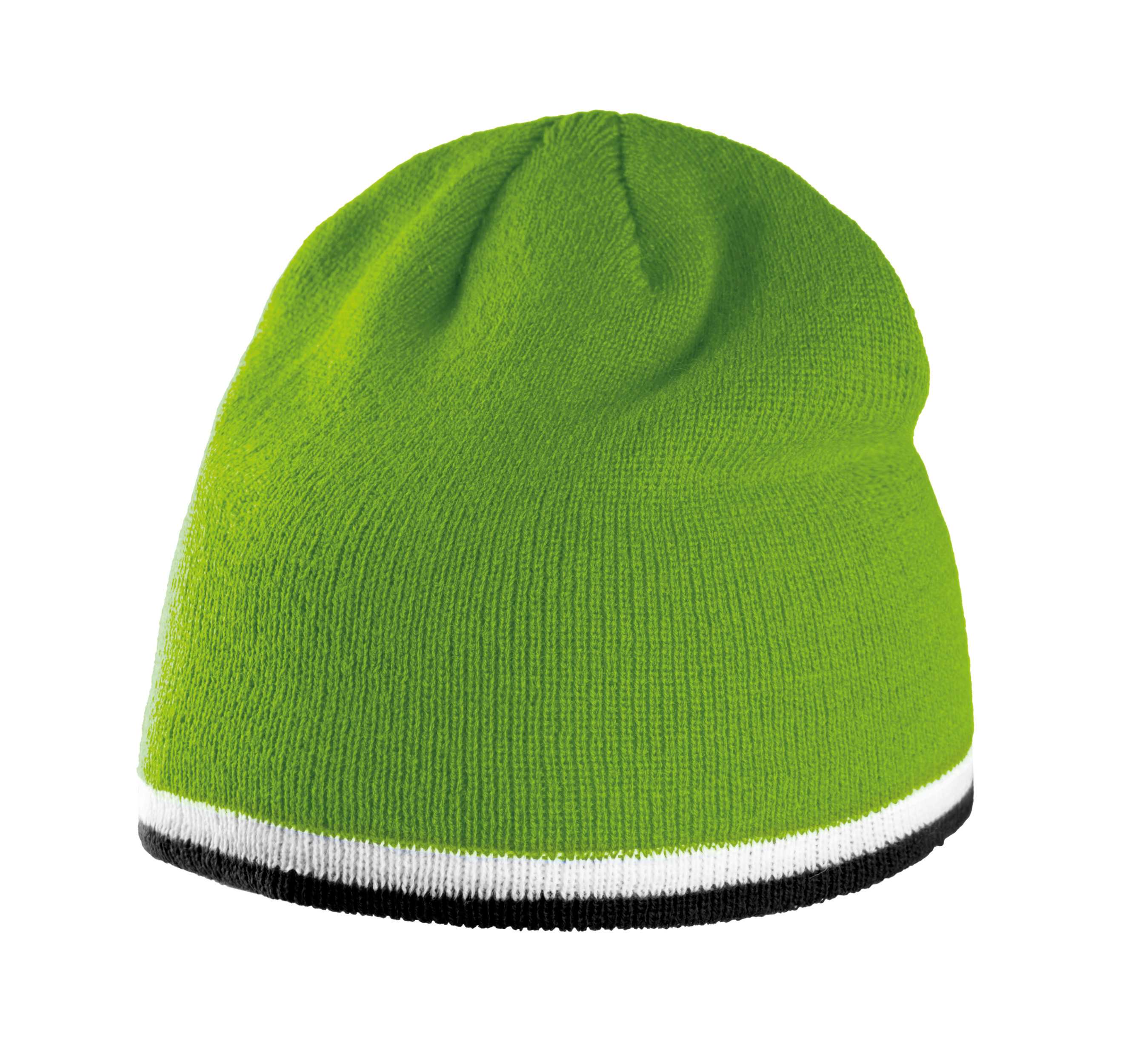 Gorro con tira bicolor contrastada Lime / White / Black
