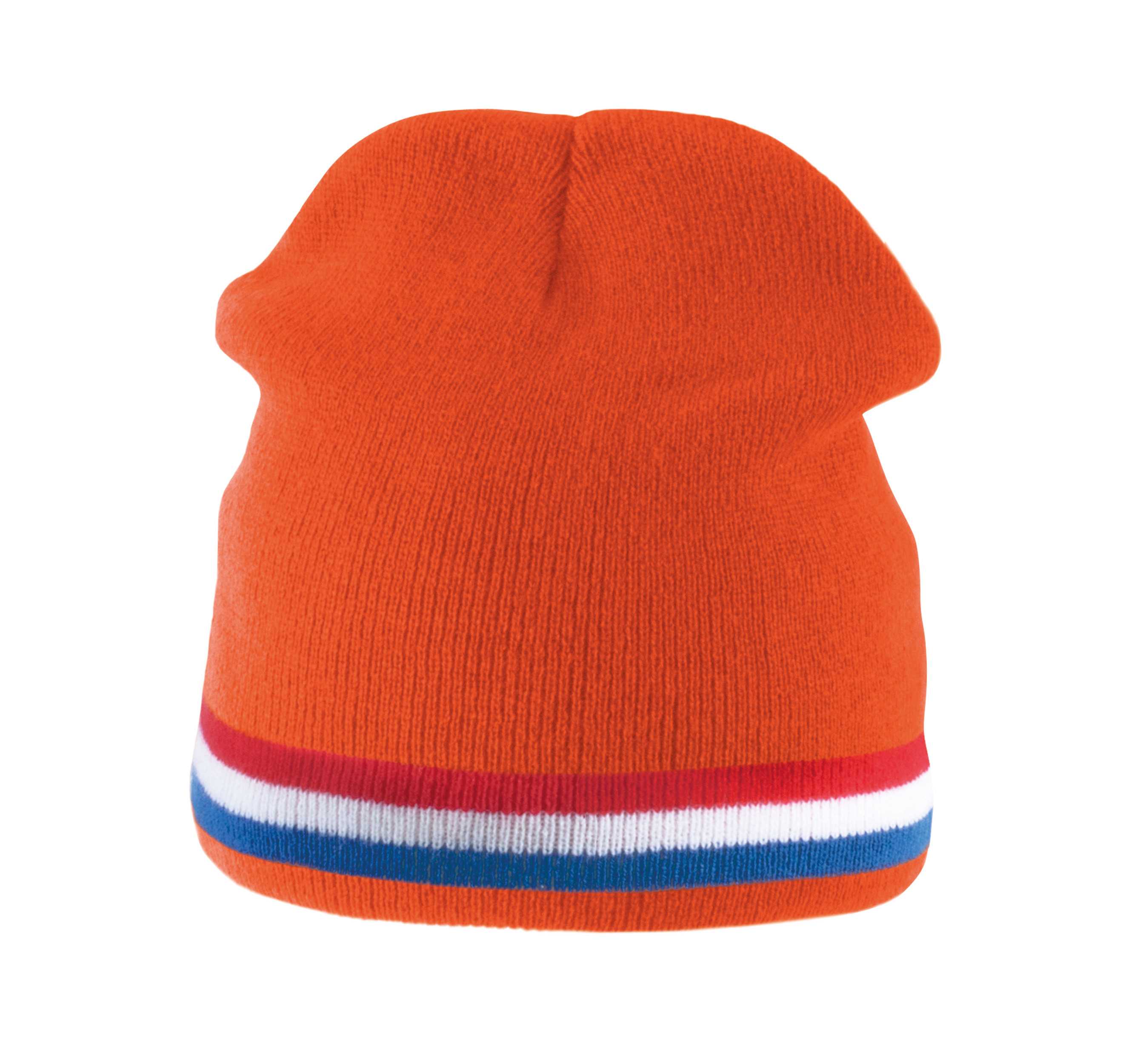 Gorro con tira bicolor contrastada Orange / Red / White / Cobalt Blue