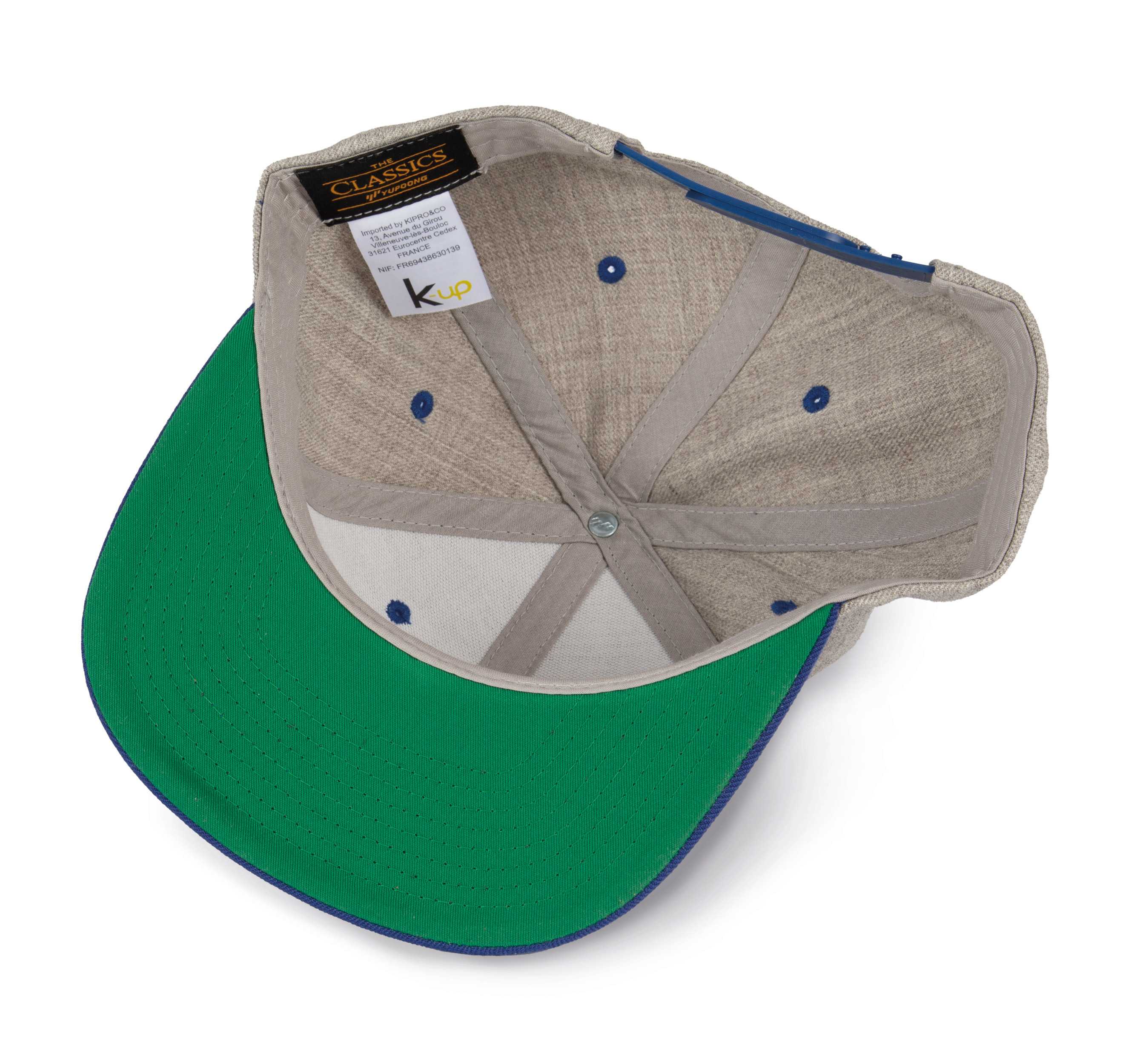 Gorra visera plana - 6 paneles Heather Grey / Royal Blue