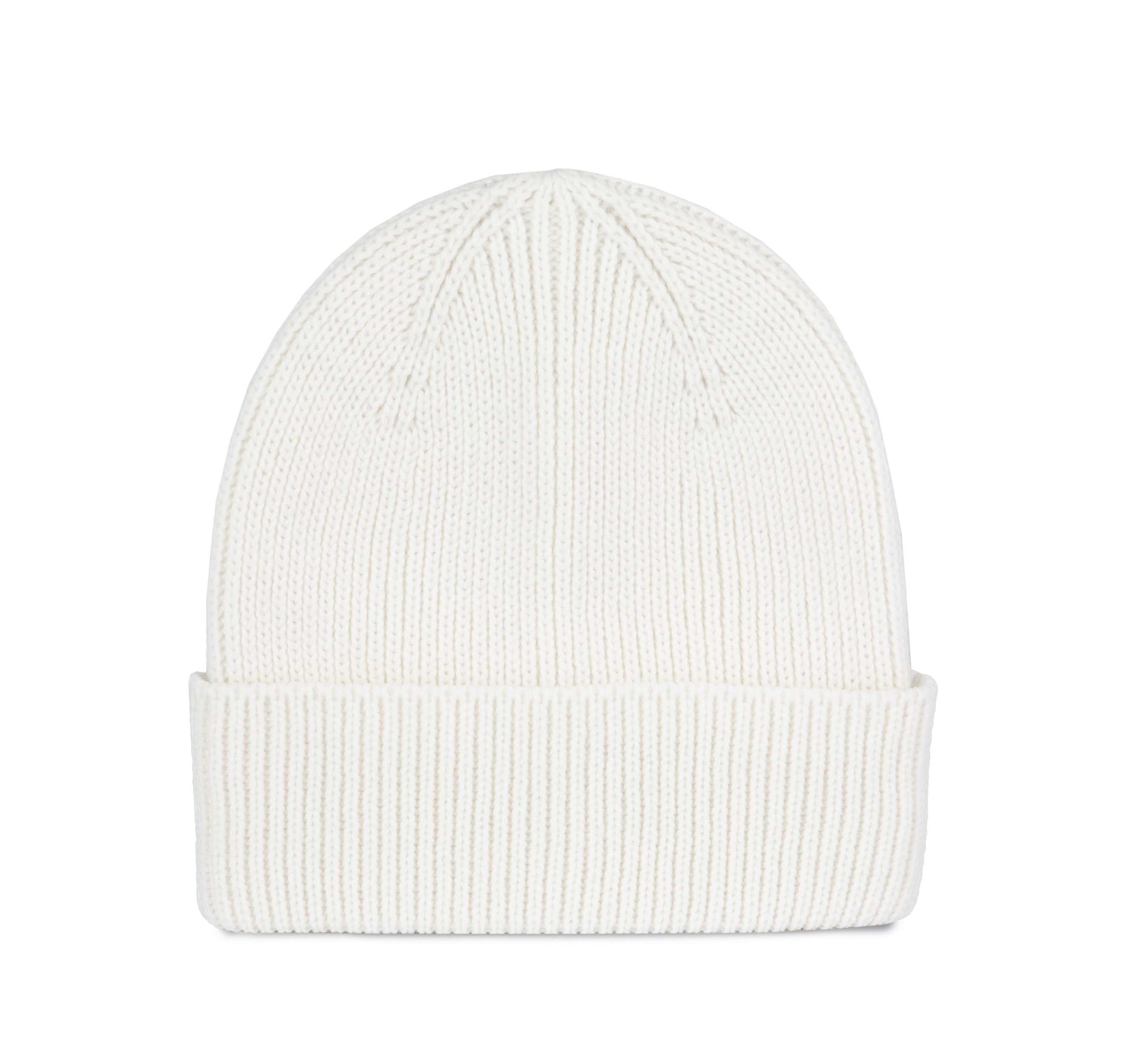 Gorro de canalé con dobladillo Off White