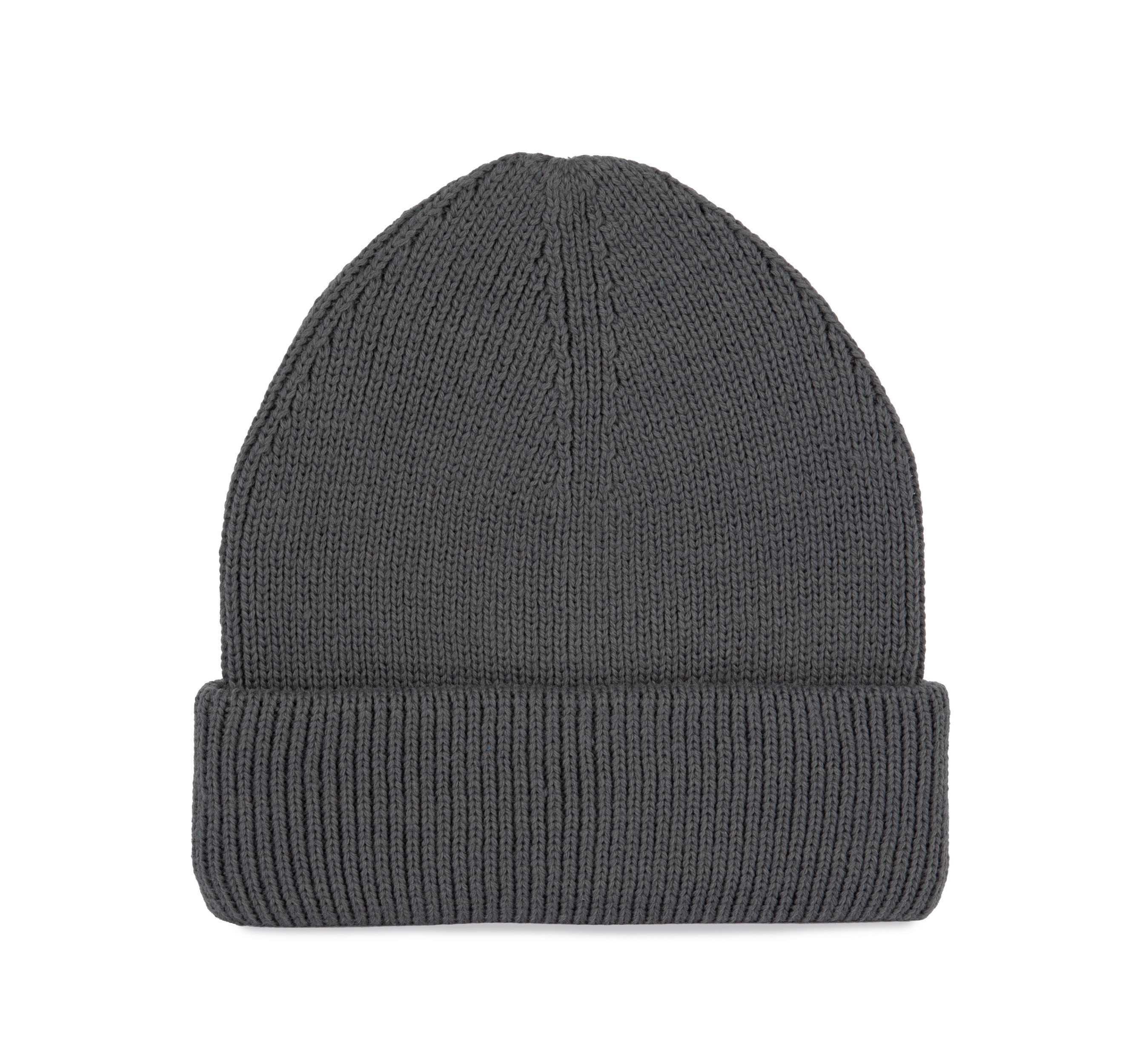 Gorro de punto canalé con doble dobladillo Cement Grey