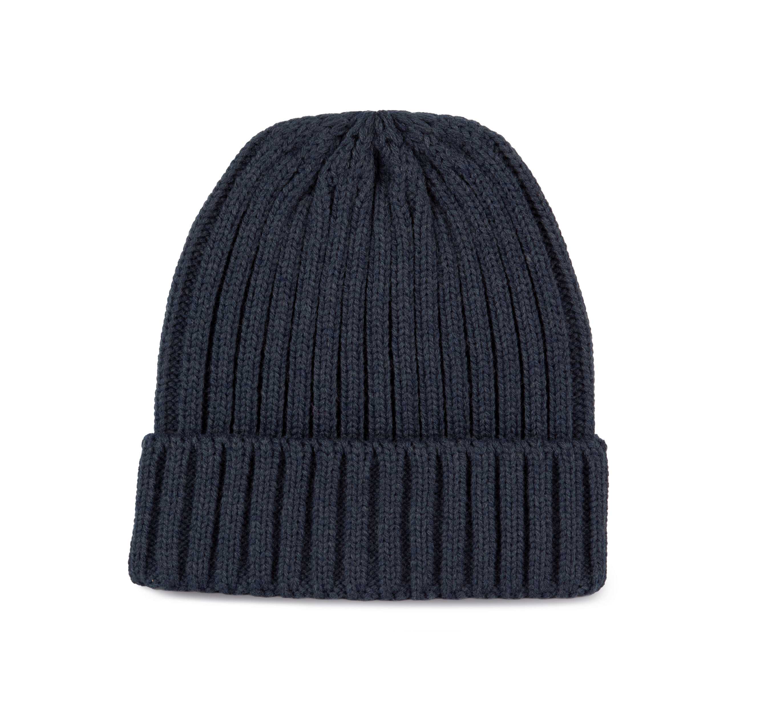 Gorro de punto canalé 2 x 1 con dobladillo Navy