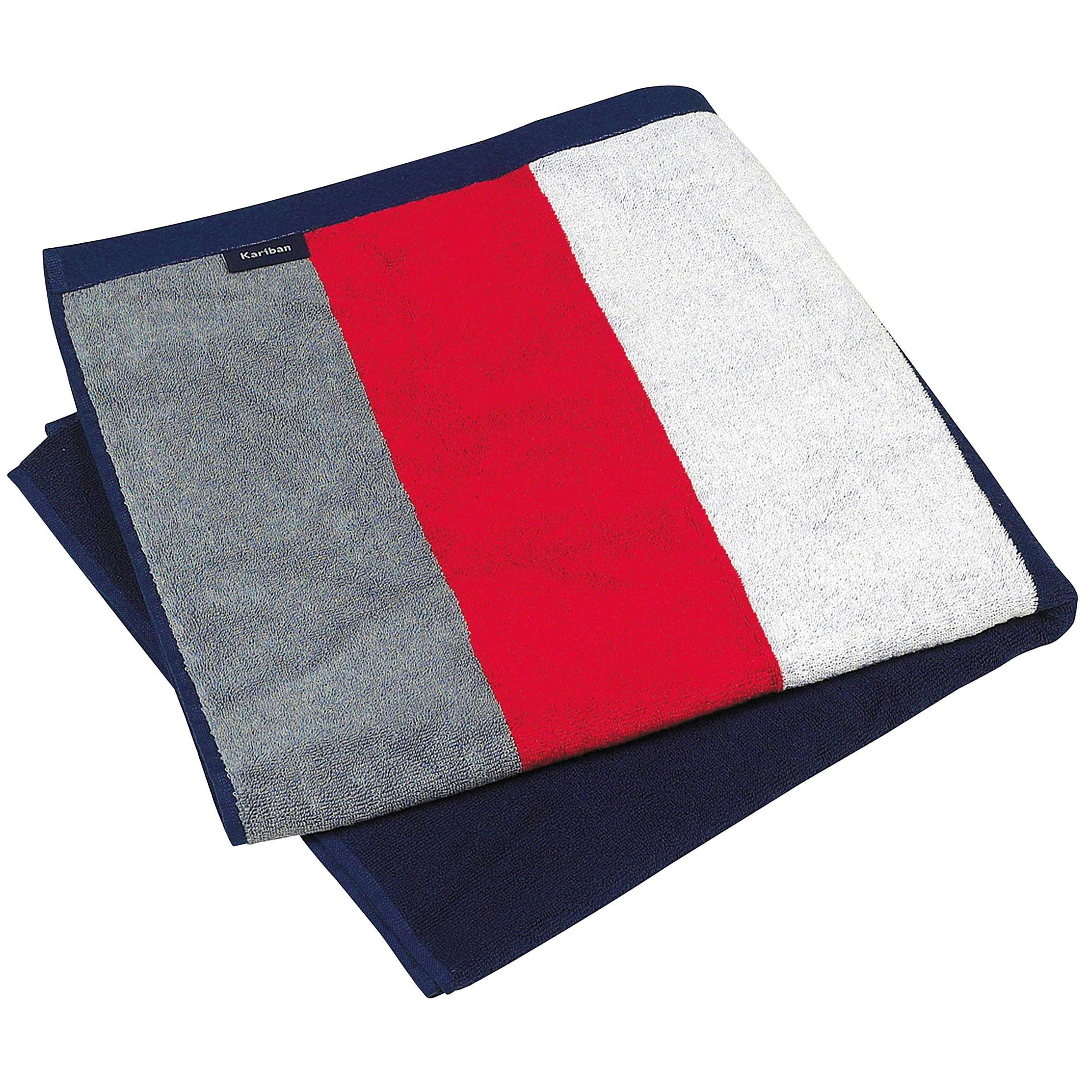 Toalla de playa a rayas Grey / Red / White / Navy