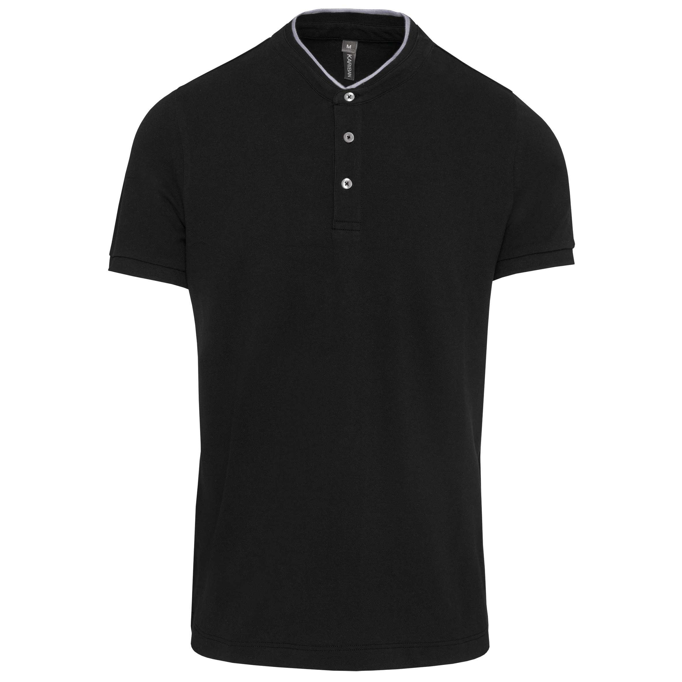Polo con cuello mao manga corta hombre Black / Oxford Grey
