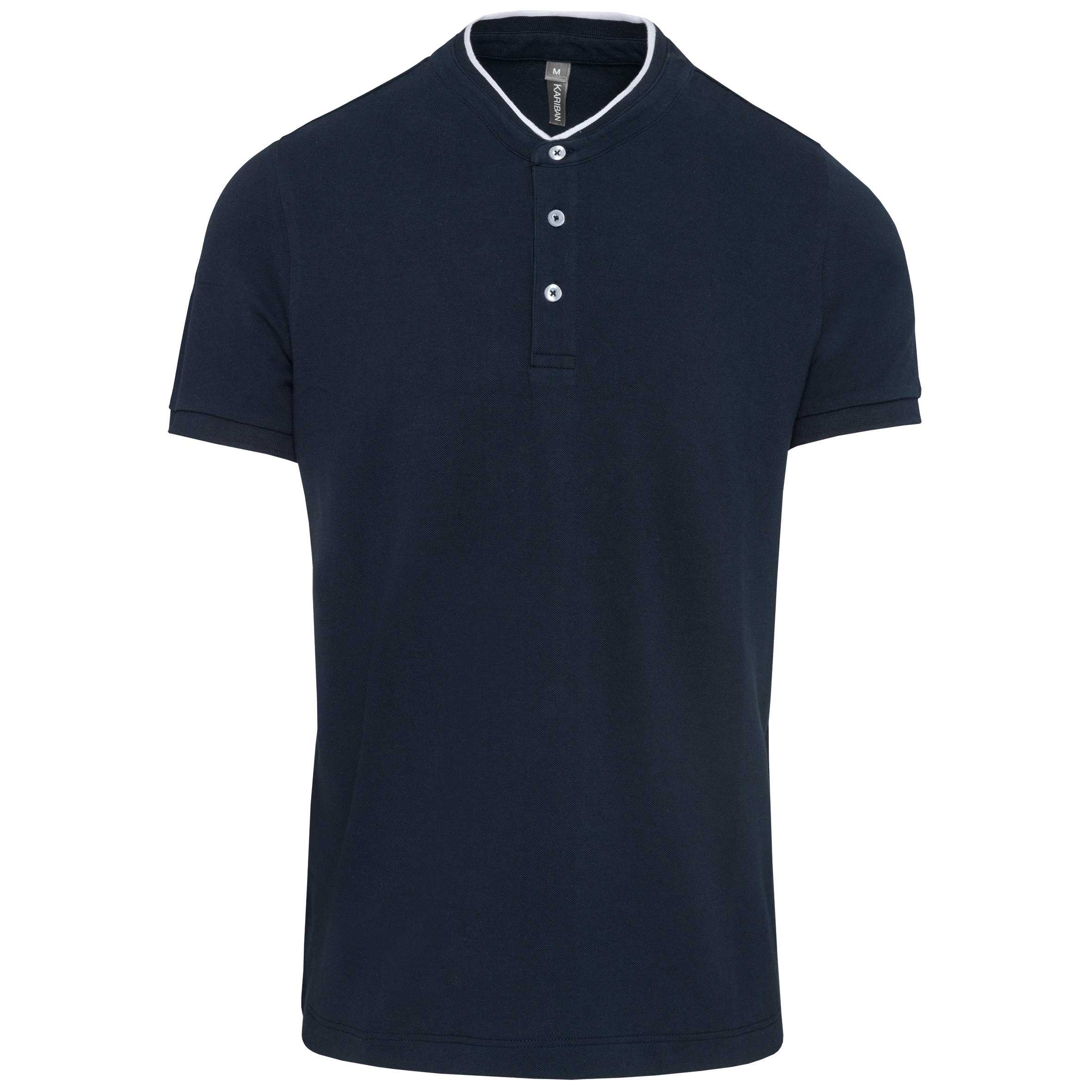 Polo con cuello mao manga corta hombre Navy / White