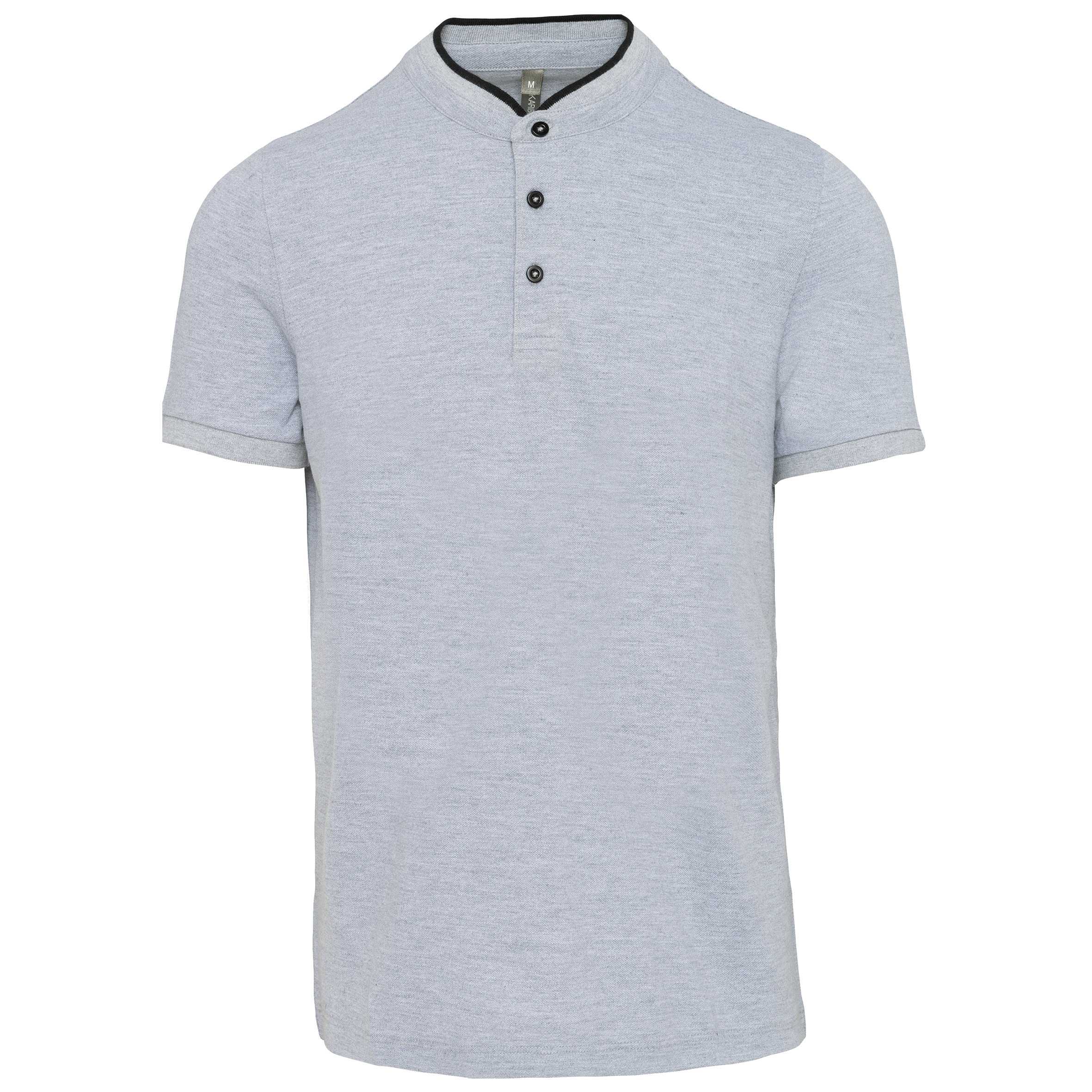 Polo con cuello mao manga corta hombre Oxford Grey / Black