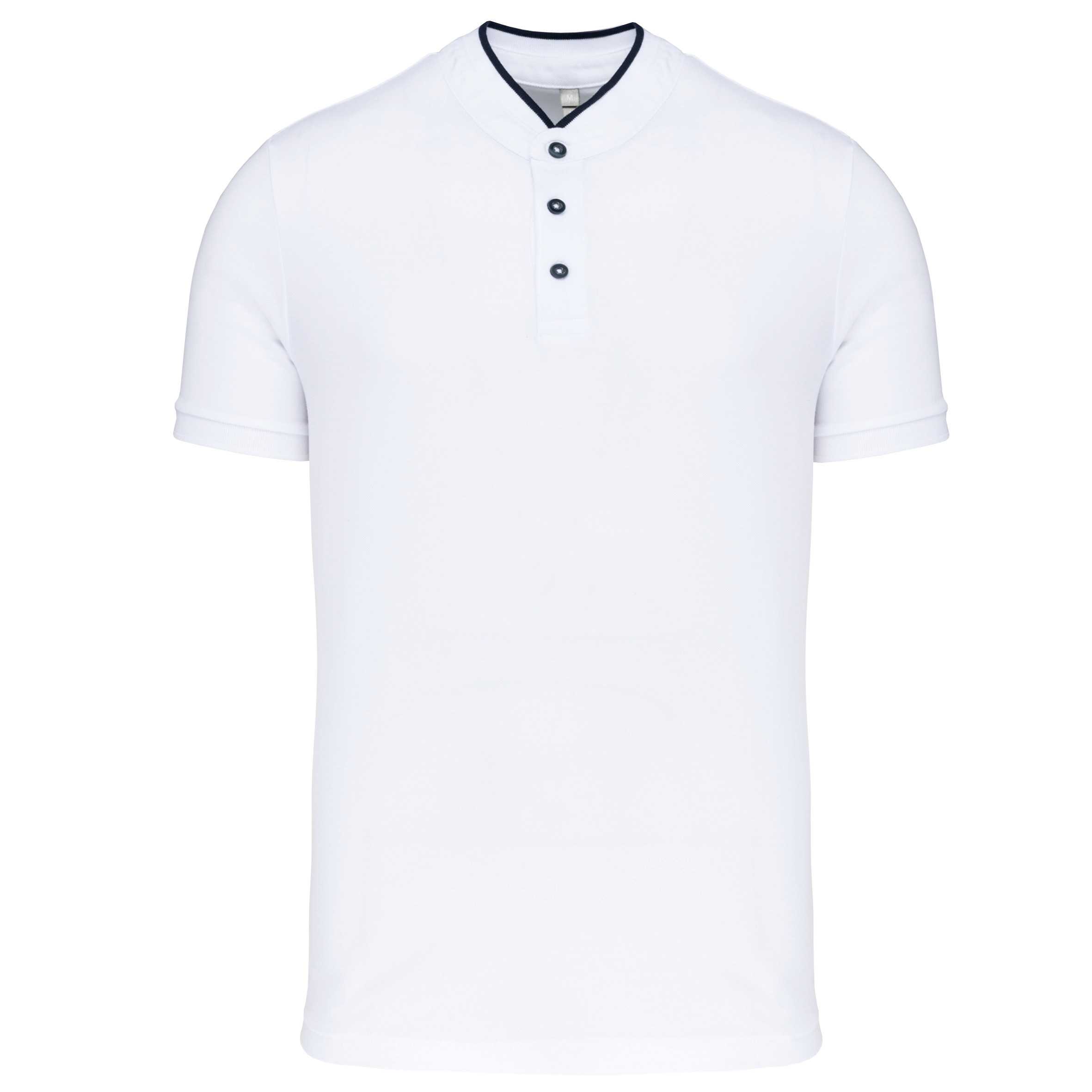Polo con cuello mao manga corta hombre White / Navy