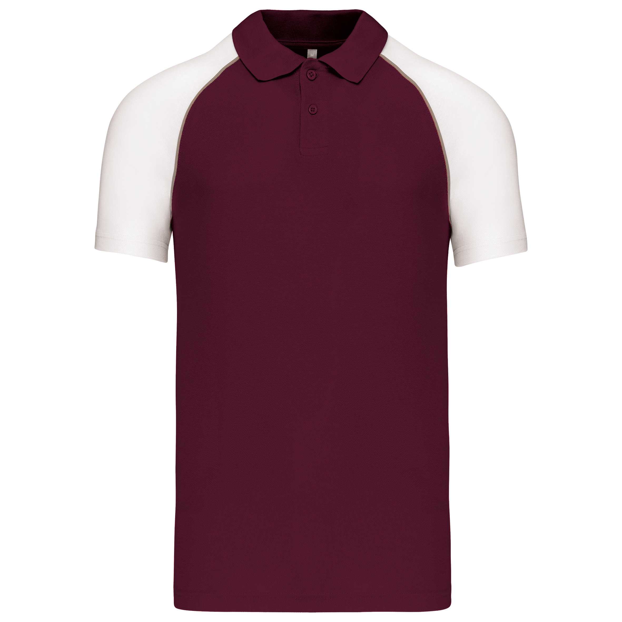 Polo baseball manga corta Bordeaux / White