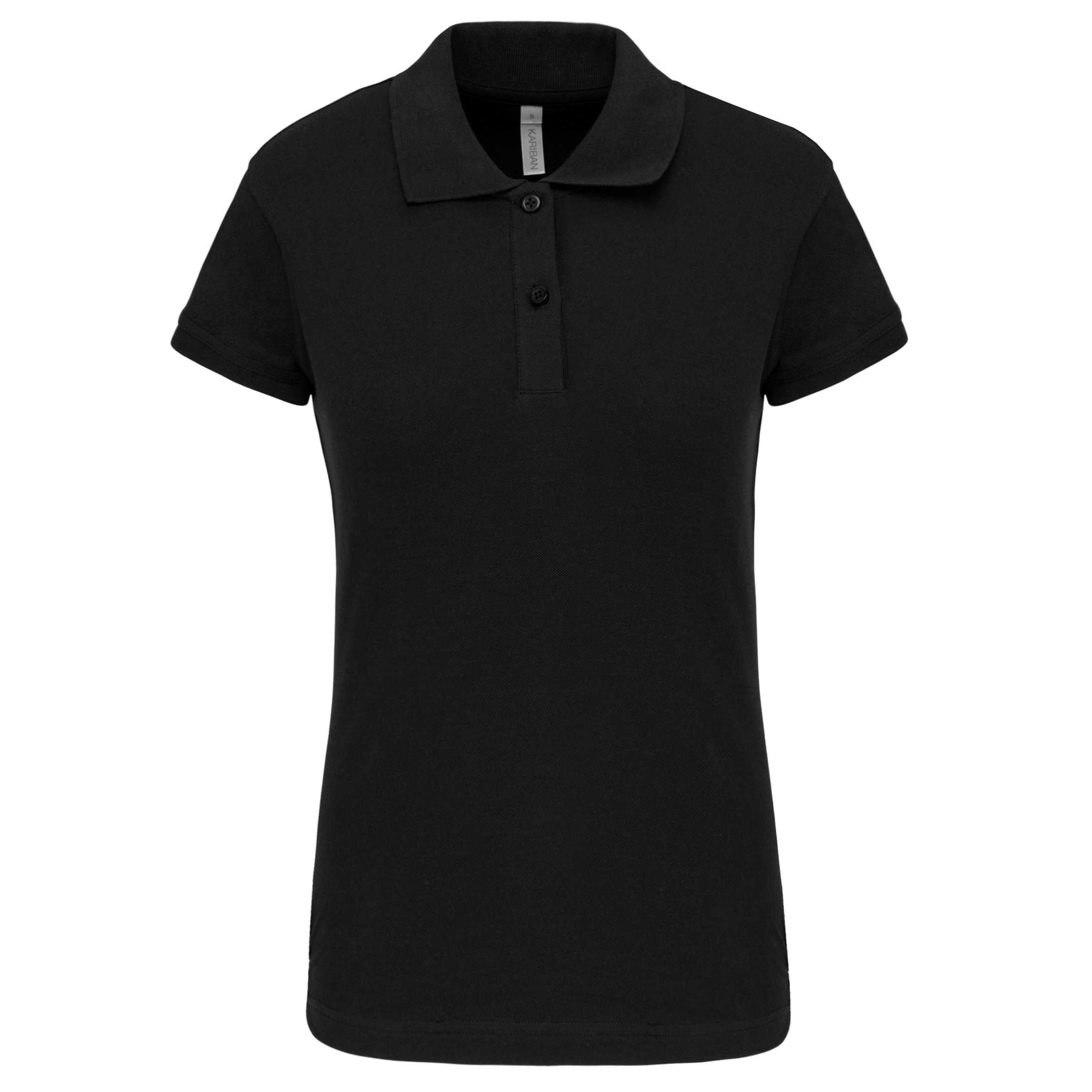 Polo de punto piqué manga corta mujer Black