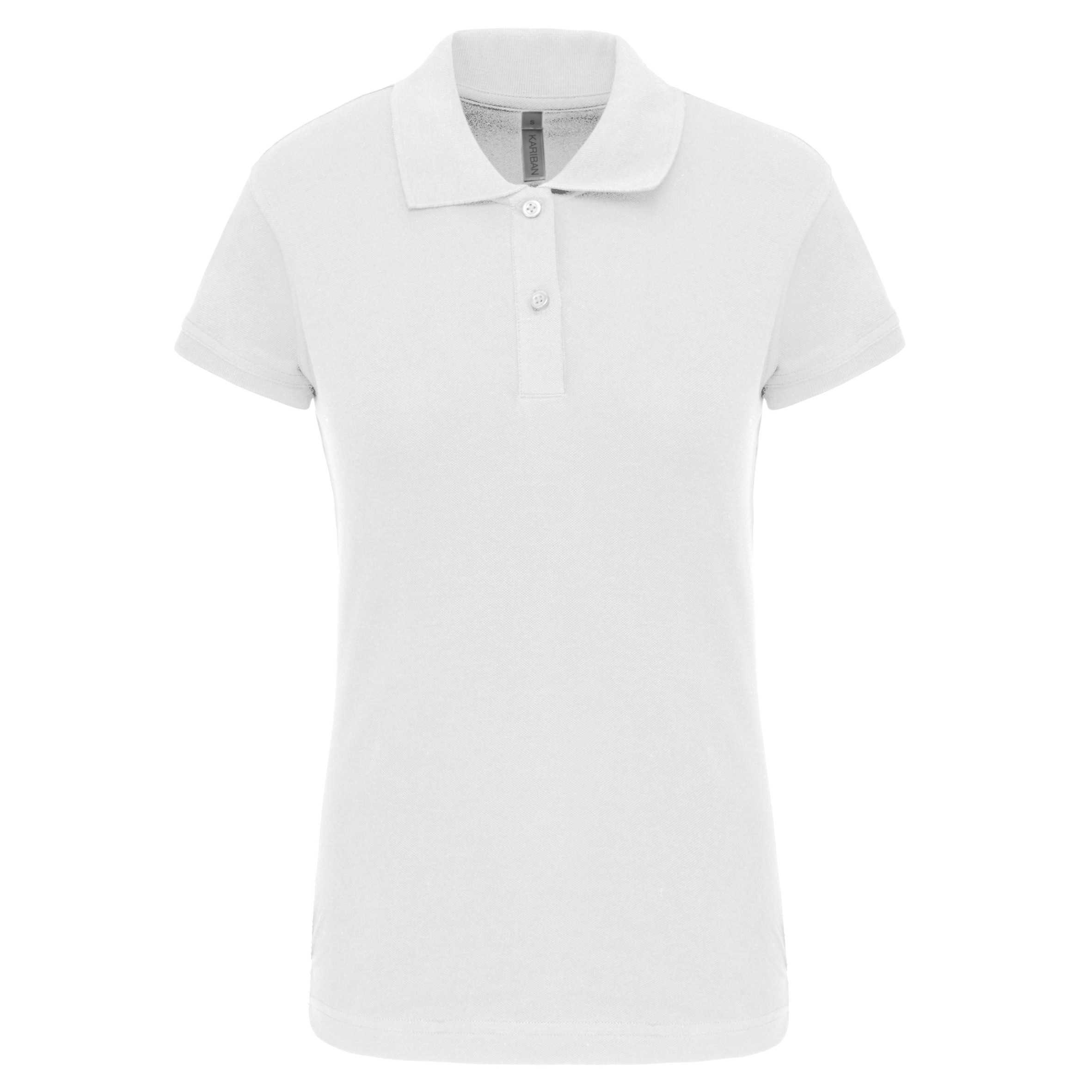 Polo de punto piqué manga corta mujer White