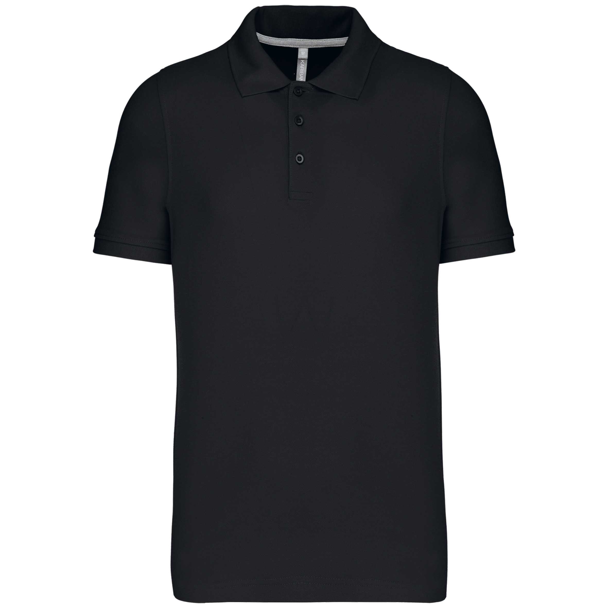 Polo de punto piqué manga corta hombre Black