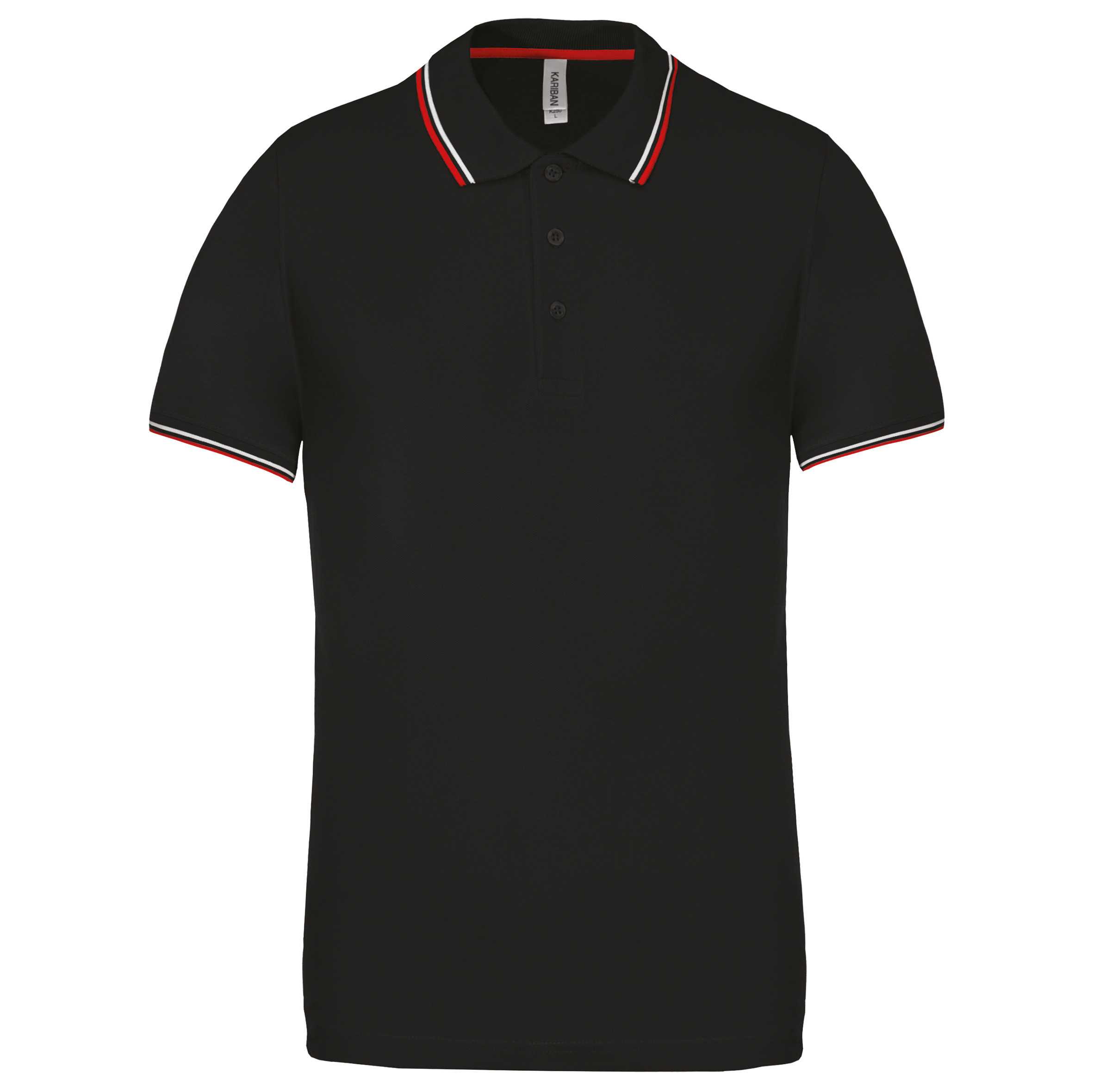 Polo de manga corta hombre Black / Red / White
