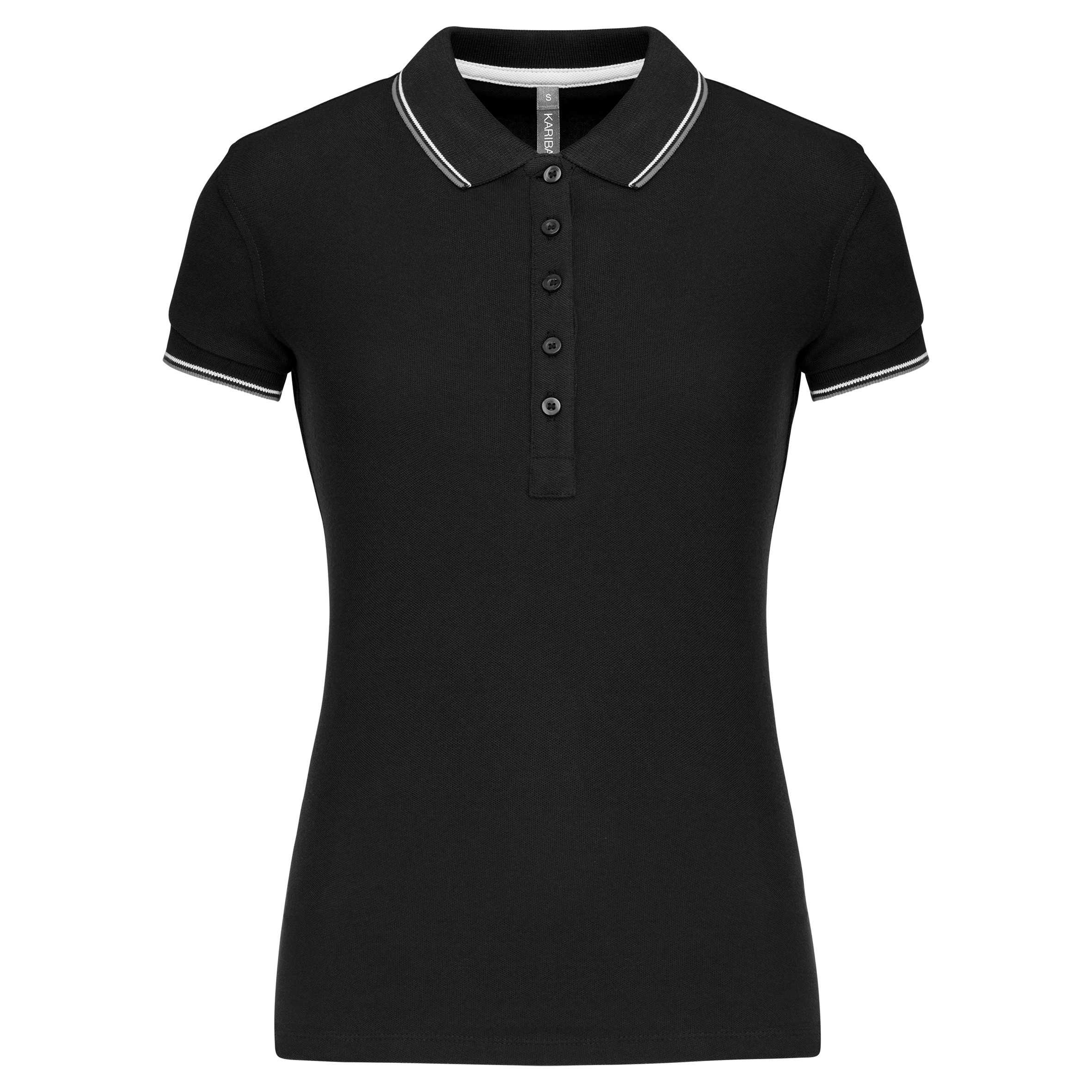 Polo de manga corta mujer Black / Light Grey / White