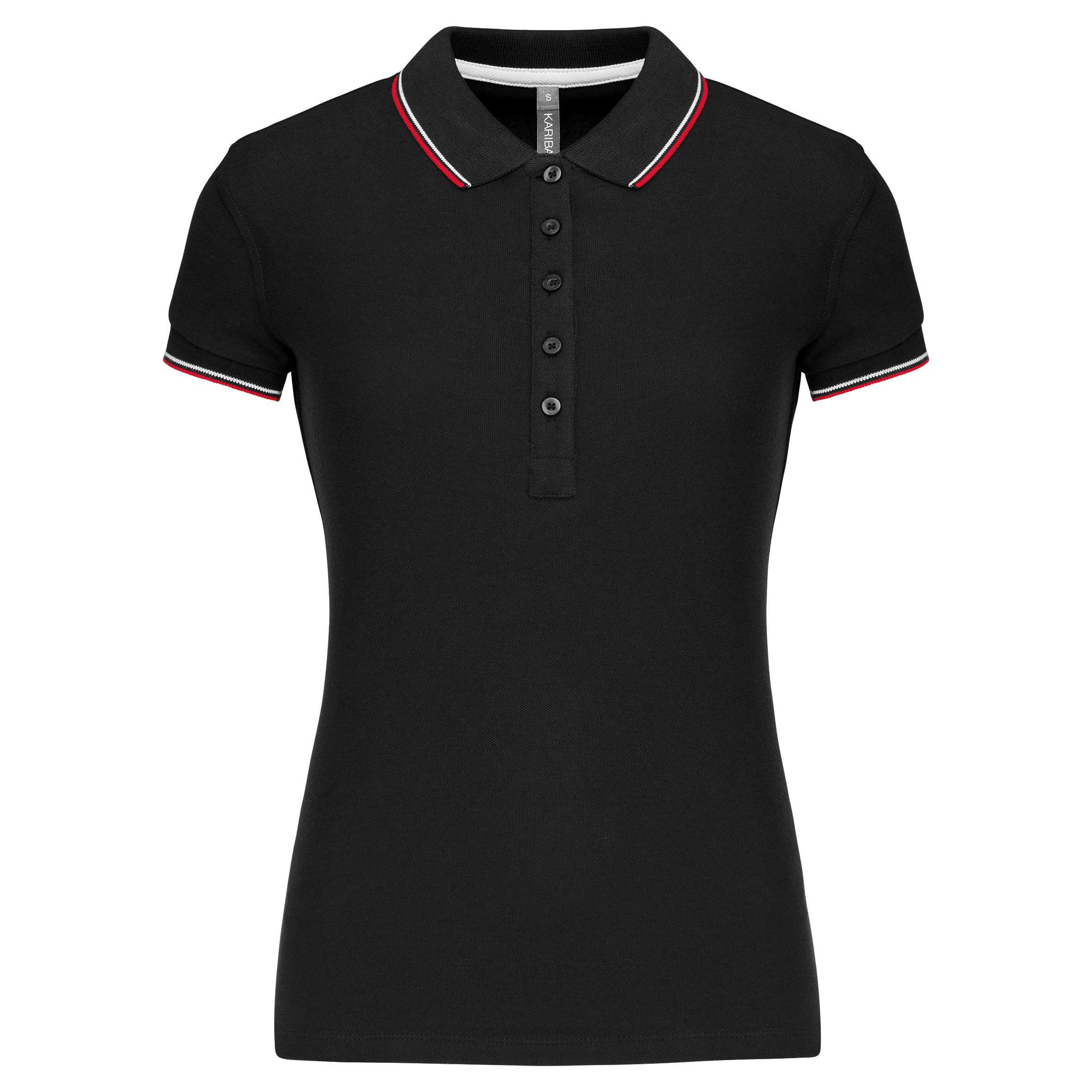 Polo de manga corta mujer Black / Red / White