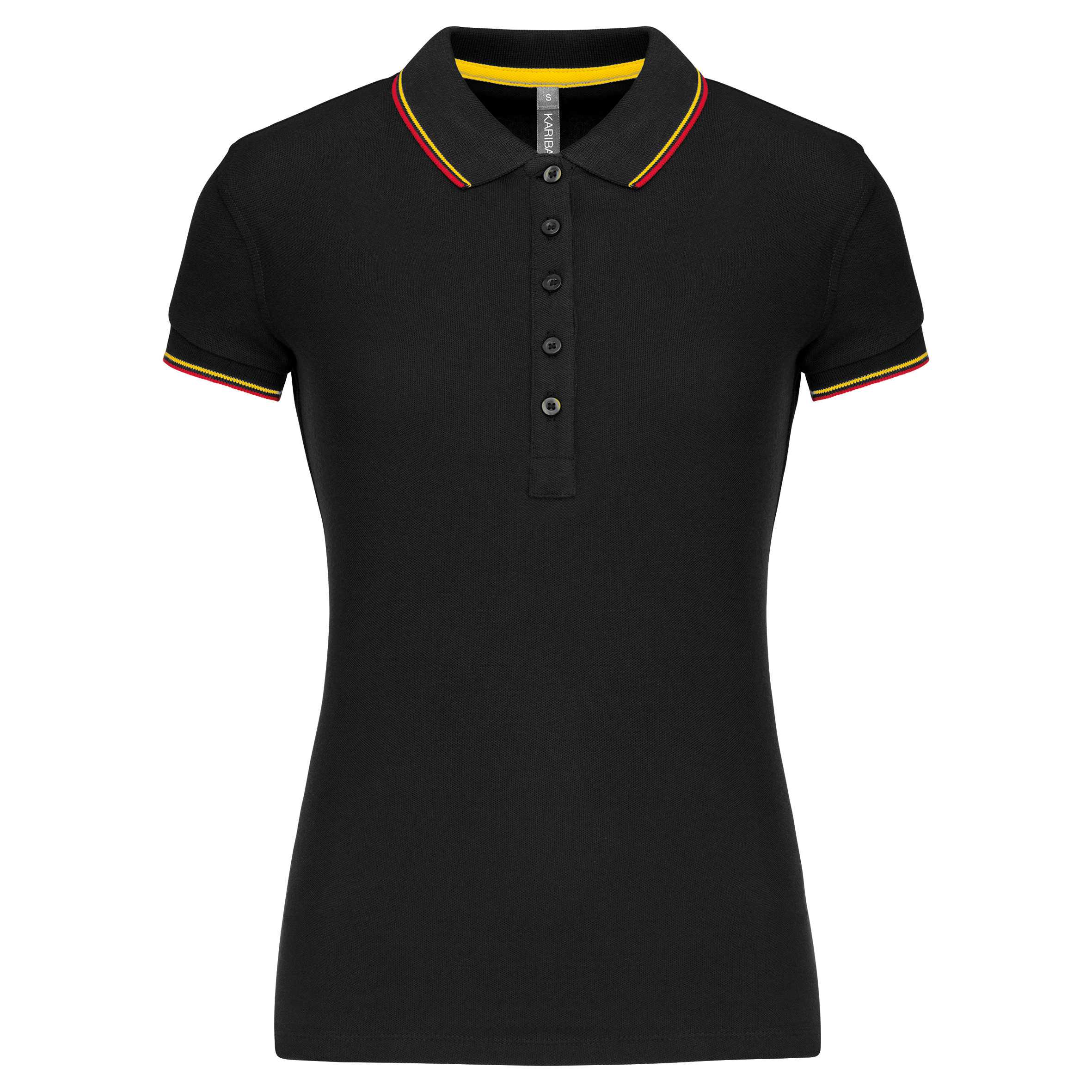 Polo de manga corta mujer Black / Red / Yellow