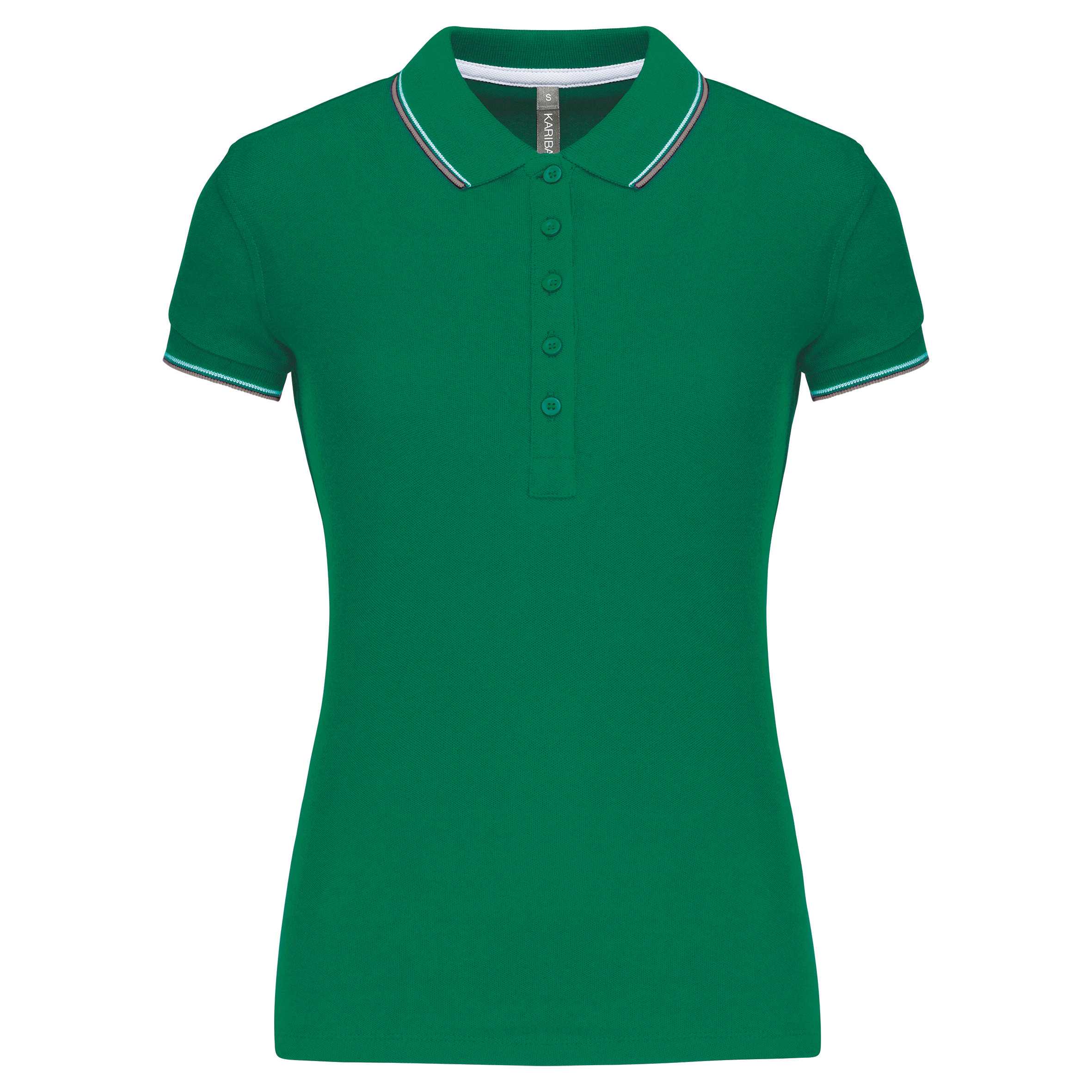 Polo de manga corta mujer Kelly green/Light grey/White