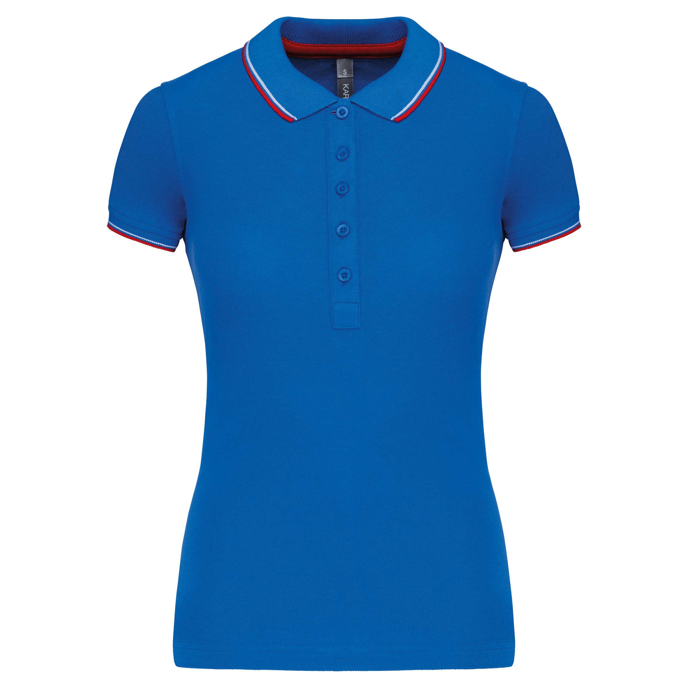 Polo de manga corta mujer Light Royal Blue / Red / White